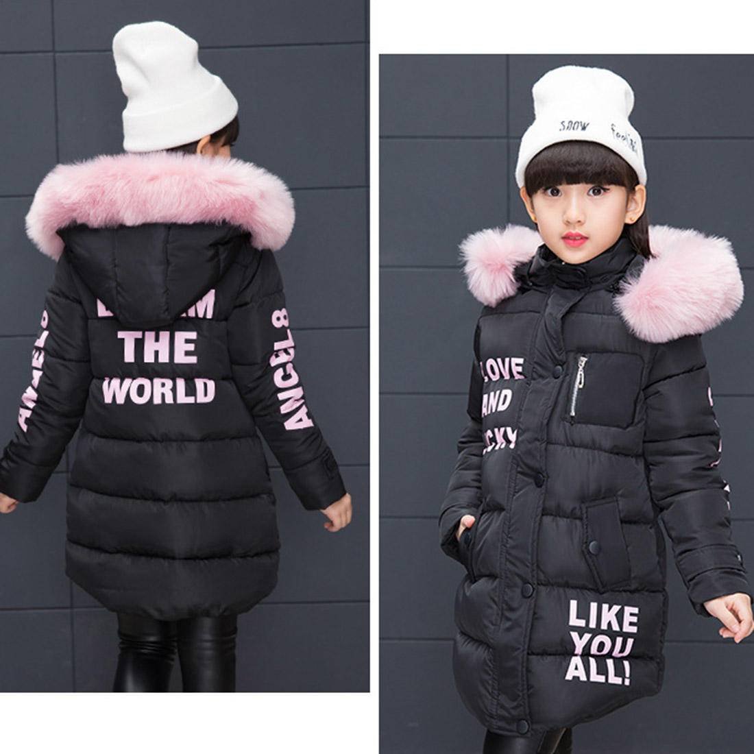 Mantel Mädchen mit Fellkapuze Lang, Winterjacke Girl mit Pelzmütze Oberbekleidung Kinderjacke…