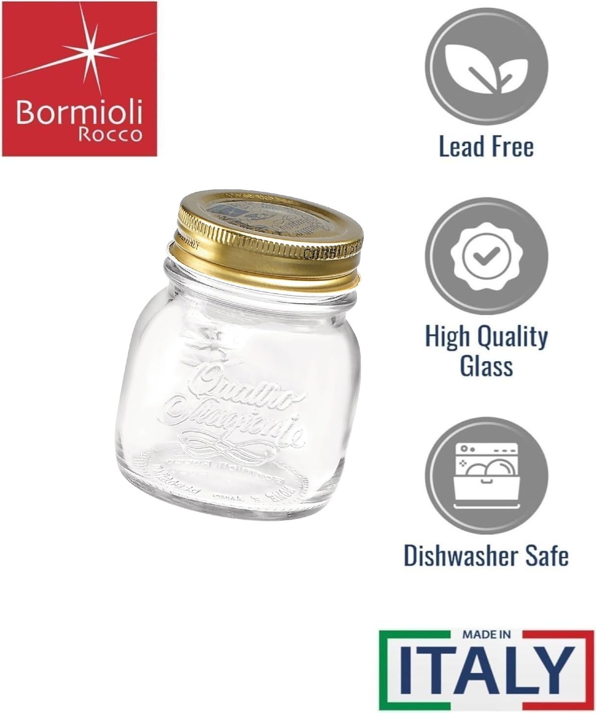 Bormioli Rocco - Set di 12 barattoli per conservare alimenti con coperchio ermetico a vite da Quattro Stagioni, contenitore e conservazione, 150 ml x 12 barattoli
