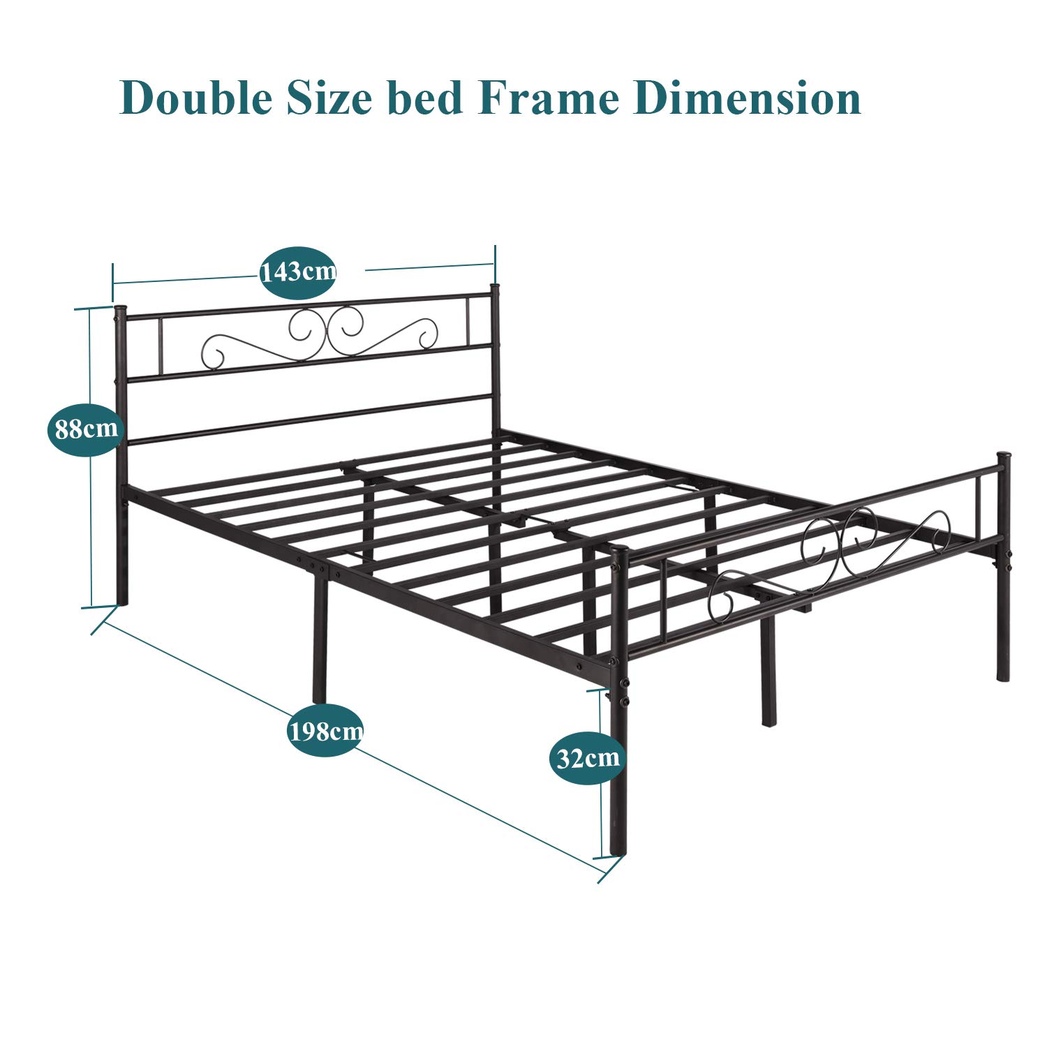 Buy VECELO Double Bed Frame Metal Platform Mattress Foundation With