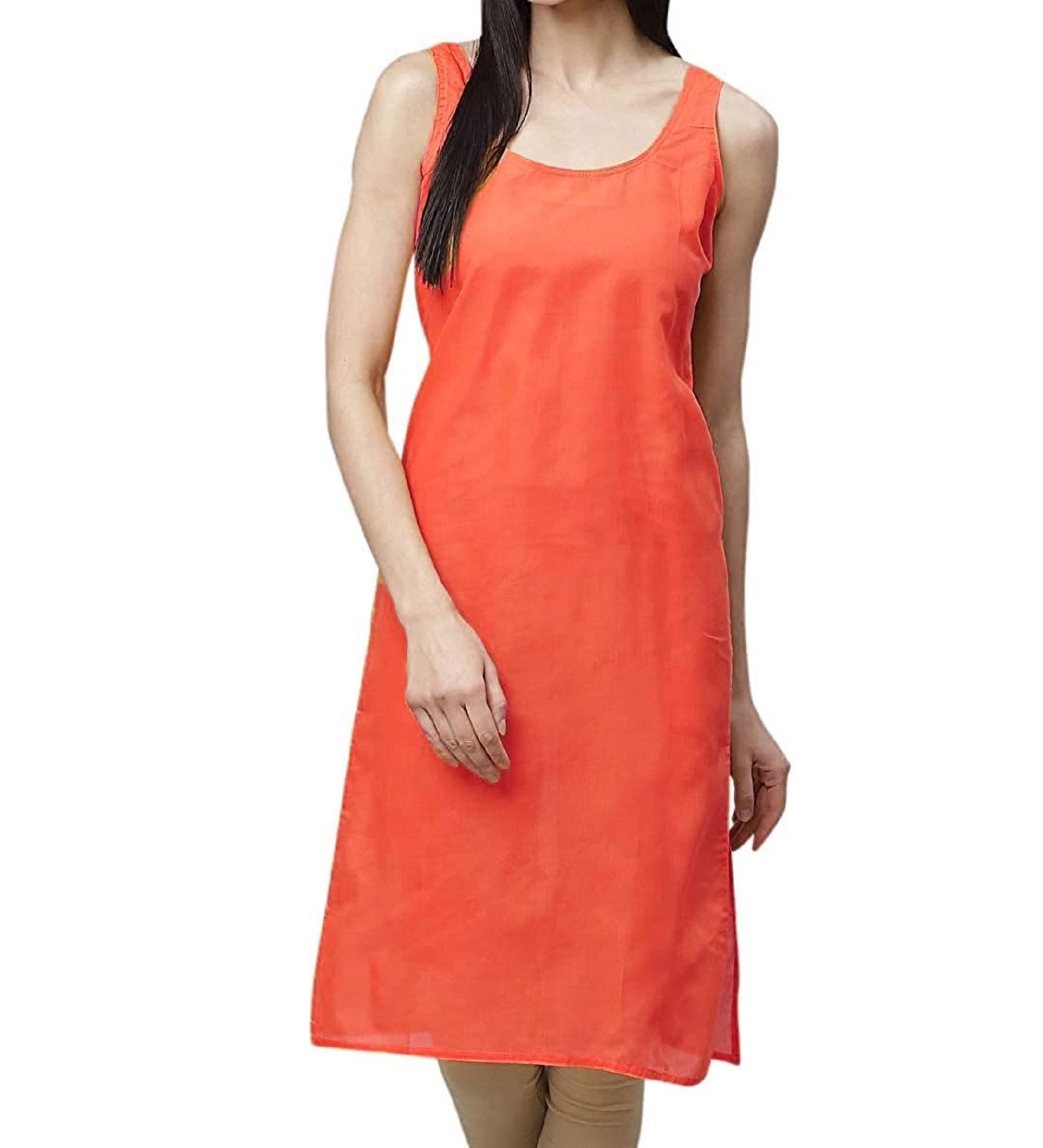 Orange Cotton Camisole Inner Wear for Kurti,Women's Cotton Long Camisole for Kurti,Suit Slips for Women-picture-43