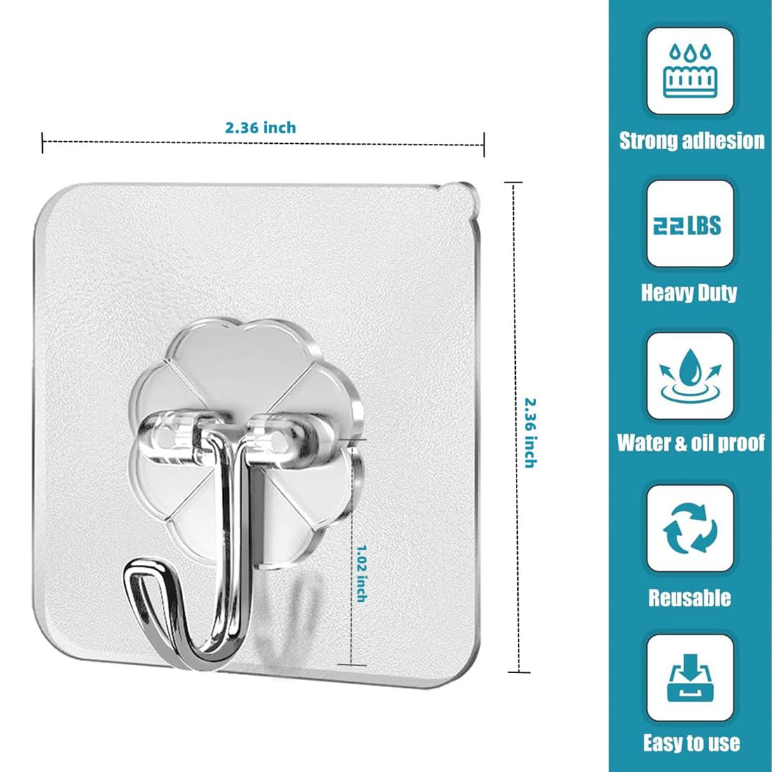 PAIDASHU Ganchos autoadhesivos, Ganchos para Colgar, Colgadores Adhesivos Resistentes, Paquete de 25 Ganchos de Pared Adhesivos, Máximo 10 kg, Sin Uñas, para Baño, Cocina, Toallas y Más