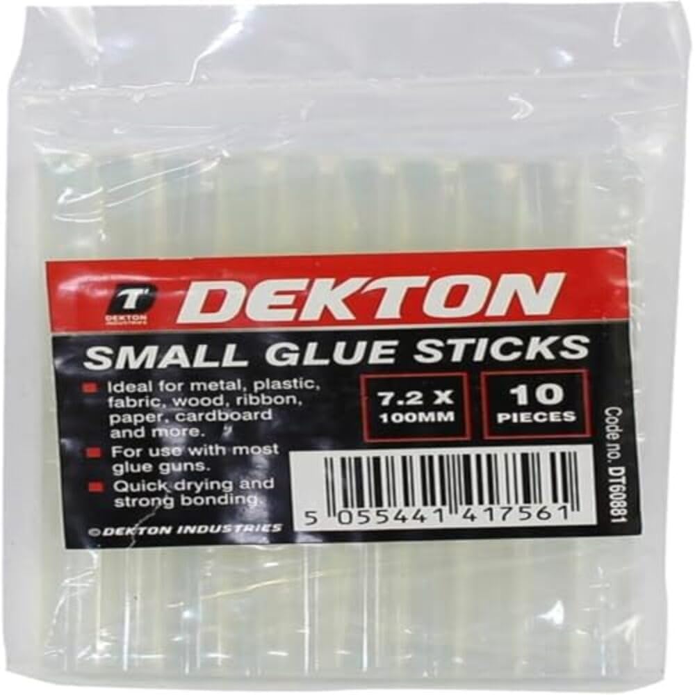 Dekton 10PC 7.2mm x 100mm Glue Sticks | Strong Bonding for Metal, Plastic, Fabric, Wood, Ribbon, Paper, and Cardboard | Quick Drying | Compatible with Most Glue Guns | Ideal for Crafting & Repairs