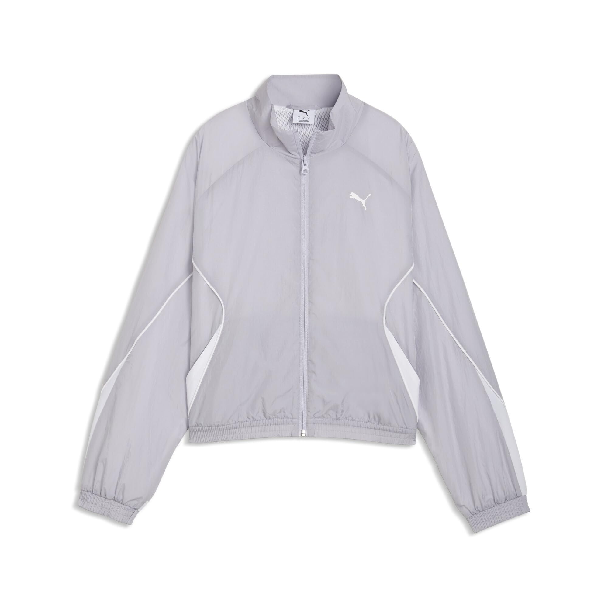 Puma Womens Sport Relaxed Woven Full-Zip Jacket, Silver, Size S, Women
