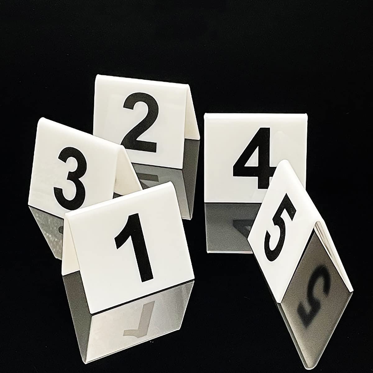 Tarjetas de acrílico para Colocar números de Mesa (1-30/60, 63 x 55 mm), Etiquetas de Doble Cara para Colocar Asientos de Mesa, letreros Flexibles para restaurantes (1 a 60, Blanco)
