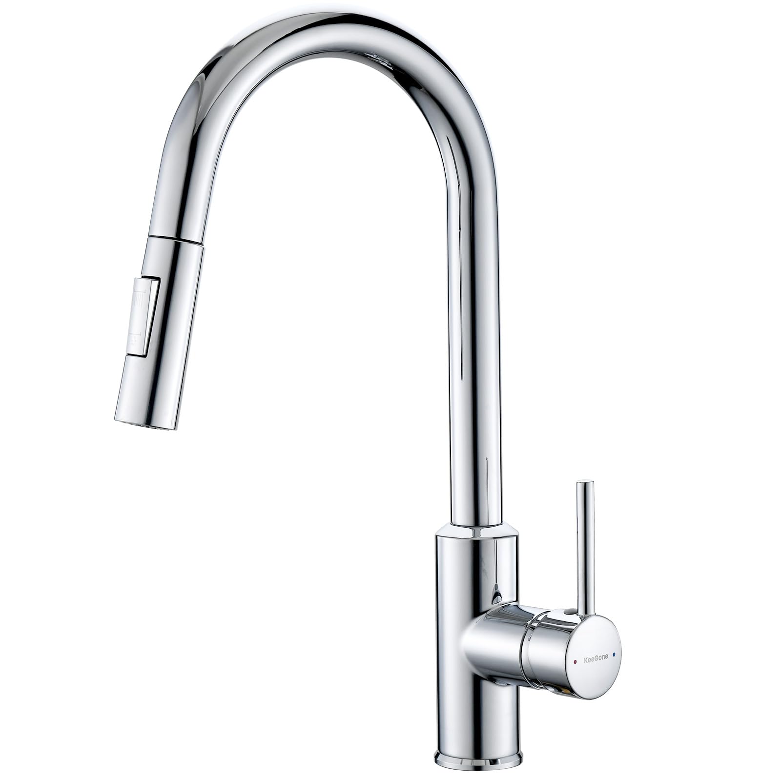 KeeGone Wasserhahn Küche Küchenarmatur mit ausziehbarer Brause Spültischarmatur, ausziehbarer Wasserhahn, 360° schwenkbar zwei Brausefunktionen Chrom