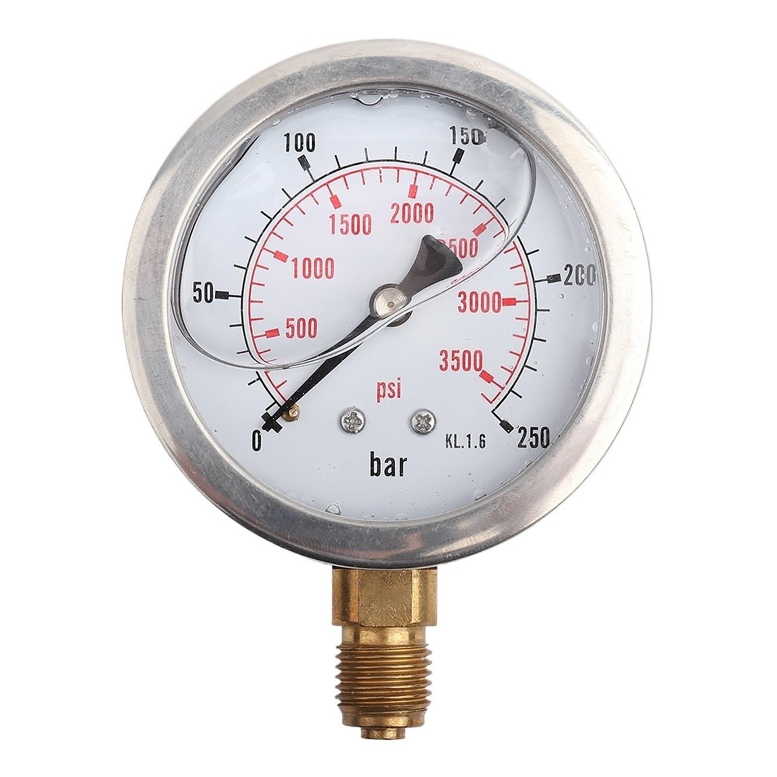 1 manómetro hidráulico de presión de agua, 0-250 bar (0-3750 psi), G1/4, 63 mm, medidor de presión de carátula.