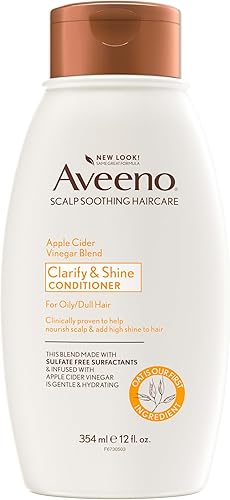 Aveeno Apple Cider Vinegar Clarifying Conditioner, Shine Boosting, Nourishing, for Dull Hair, 12 fl oz