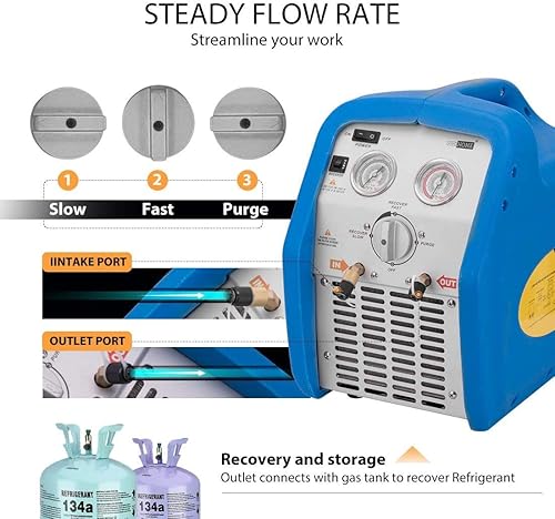 Miniatura 9 de VIVOHOME Bomba de vacío de aire HVAC de doble etapa con máquina de recuperación de refrigerante RR250