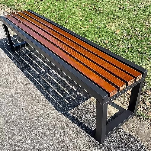 LEOAMBS Banco Exterior sin Respaldo Banco de jardín de Metal Resistente a la Intemperie Madera sin Respaldo 100/120/150 cm,...