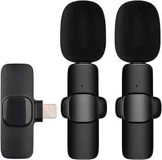 Mini microfone de lapela sem fio com clip Omnidirecional Mic 2 Transmissor 1 Receptor com Protetor de Vento Substituição para Smartphone iOS Transmissão ao Vivo Gravação de Entrevista Vídeo-KOLEP