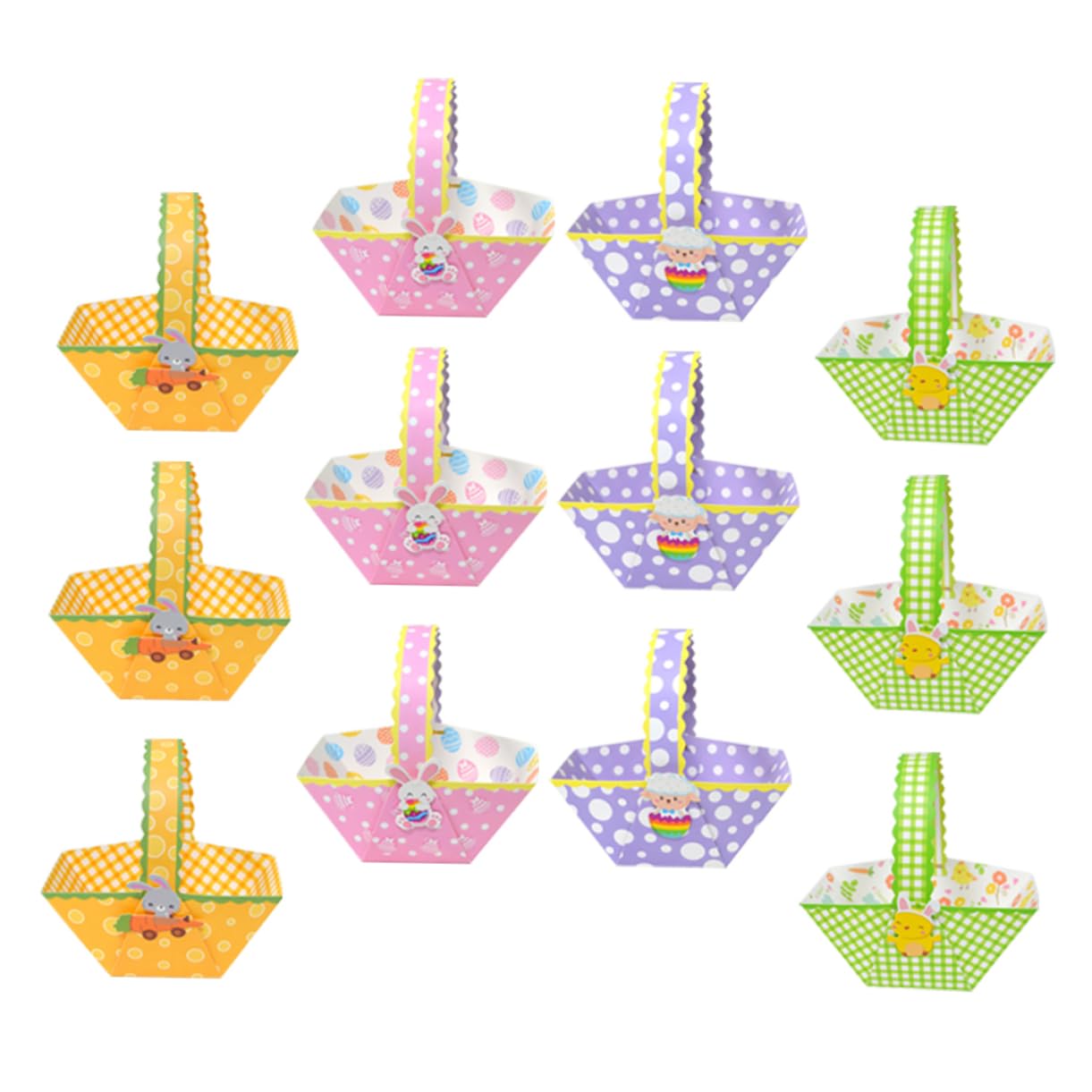 SOESFOUFU 24pcs Easter Basket Spring Decor Candy Holders Paper Baskets for Boy Girl Parties for Easter Celebrations and Party Favors
