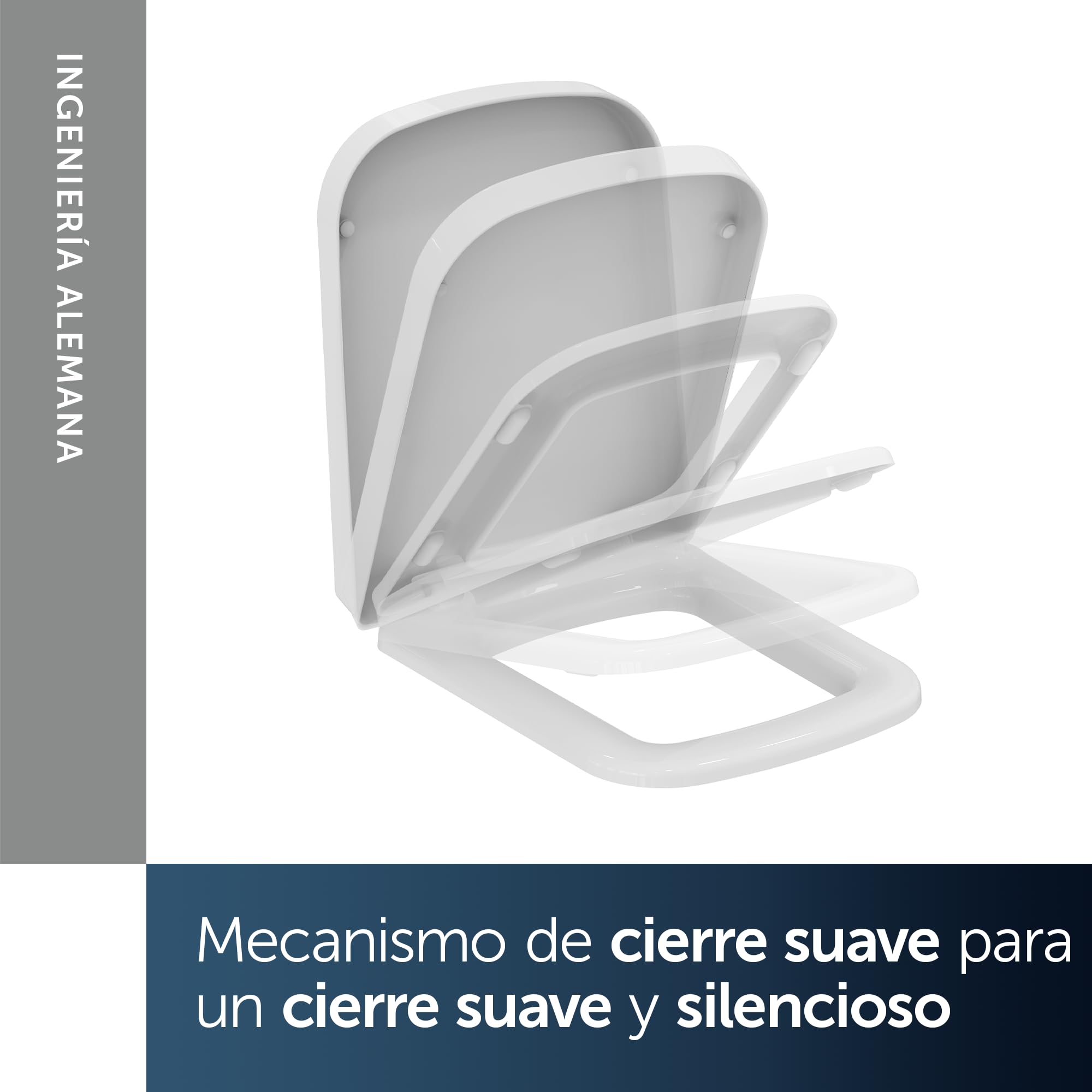 Ideal Standard Mia asiento de WC envolvente, angular – Blanco (Alpin) | Asiento de inodoro con cierre de tapa automático (SoftClose), J469701