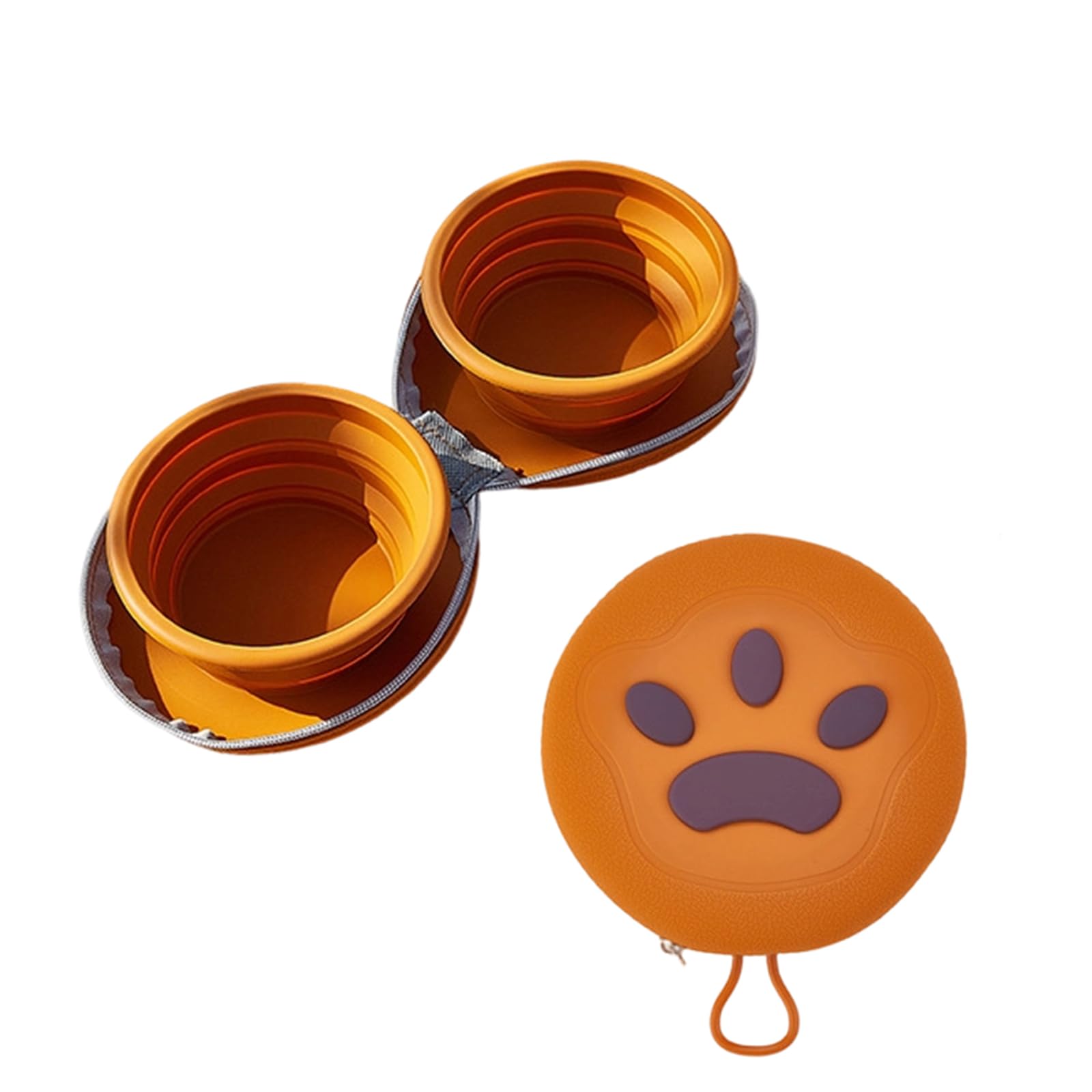 Gamelles d'eau pliables pour chien, pour voyage, extérieur portable, 2 en 1, mangeoire pour la marche, le camping et la randonnée, marron, 20 x 15 cm