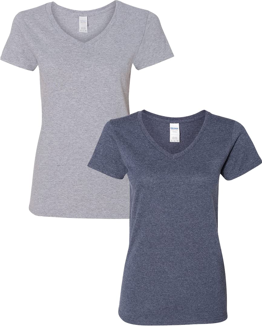 Gildan Koszulka Kobiety Heavy Cotton V-neck T-shirt, 2-pack