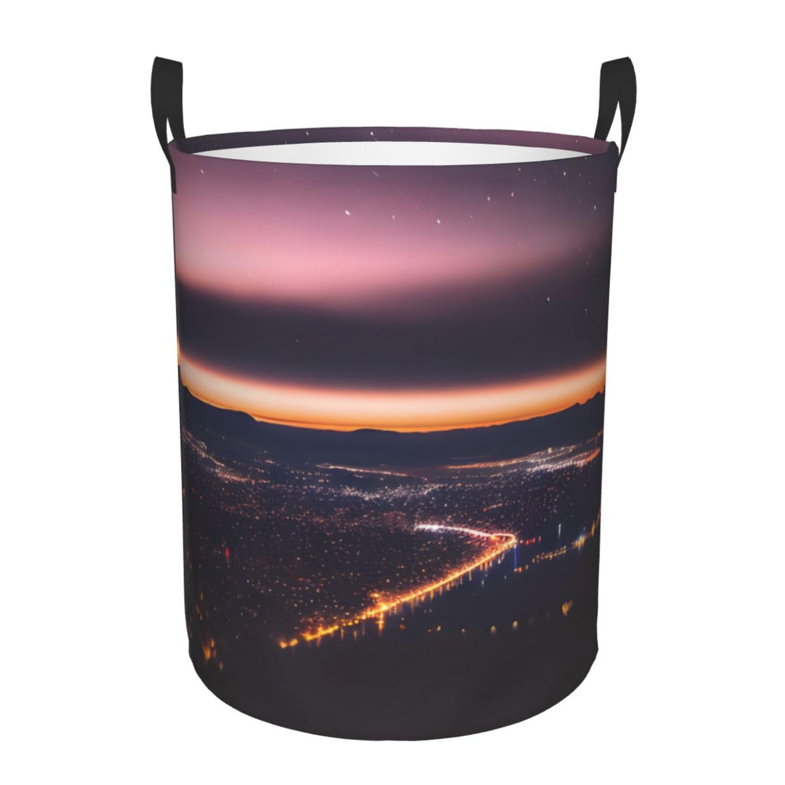 S Collapsible Laundry Hamper Round Night Sky Print Storage