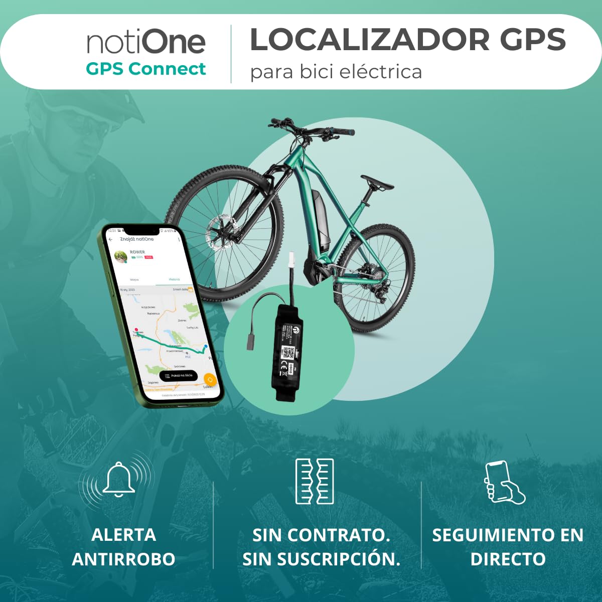Localizador GPS para Bicicleta con Ananda Motores | Tracker GPS Bici Sin Suscripción | Posición en Tiempo Real, Geovalla, Alarma Antirrobo | Roaming Europeo