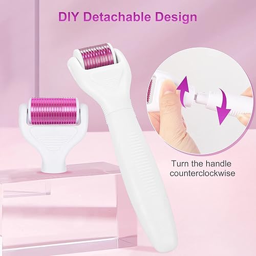 Miniatura 3 de YaFex Derma Roller para cara y cuerpo - Kit de rodillo de microagujas de titanio 6 en 1, rodillo de microagujas, 300 y 720 agujas de 0.010 in, 1200