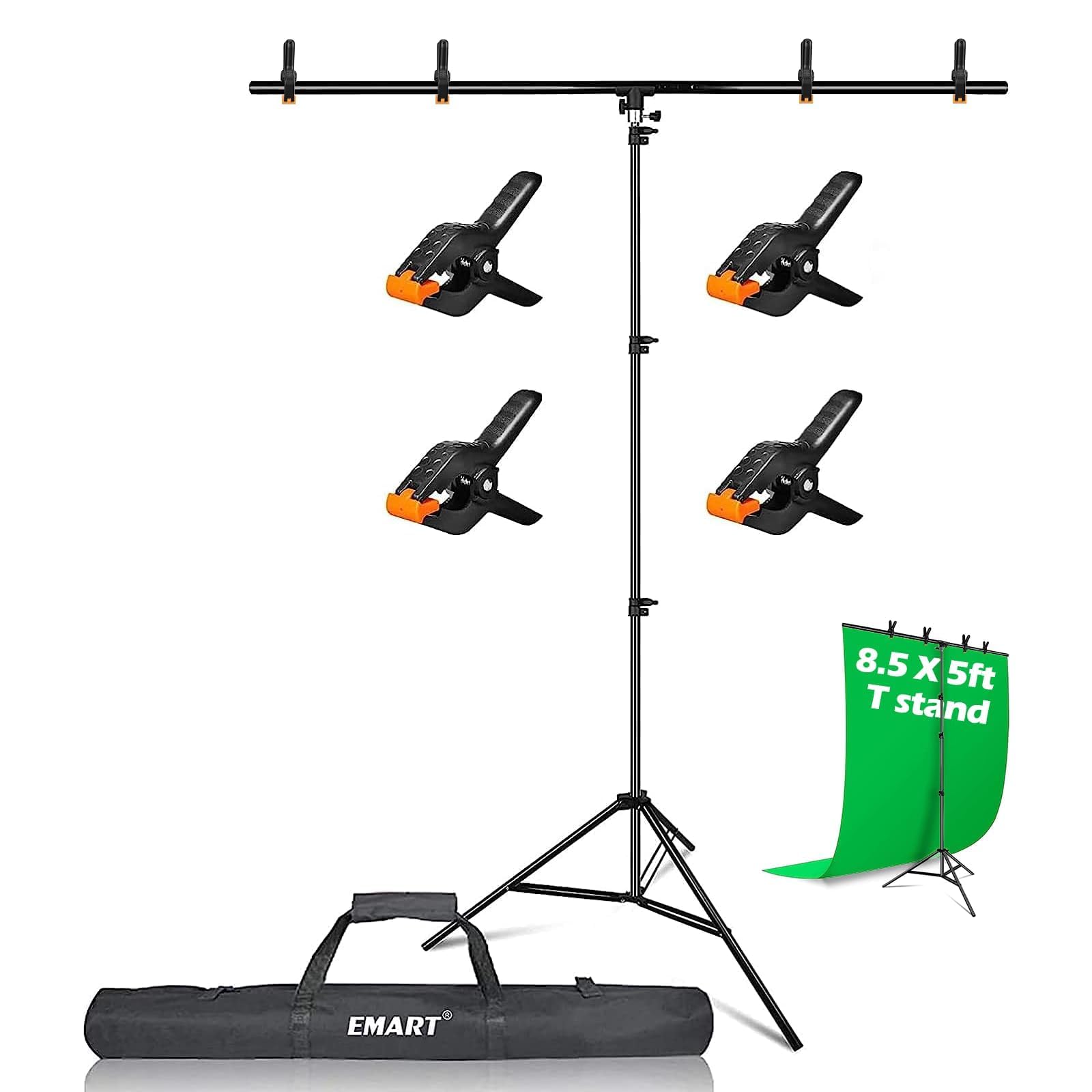 EMART T Form Support Fond Photo, 2,6x1,5m Support Toile de Fond