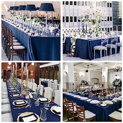 Image of 4 Pack Rectangle Tablecloth for 6 Foot Tables Washable Polyester Table Cover for Wedding Dining Table Parties Banquet(70x120 Navy Blue)