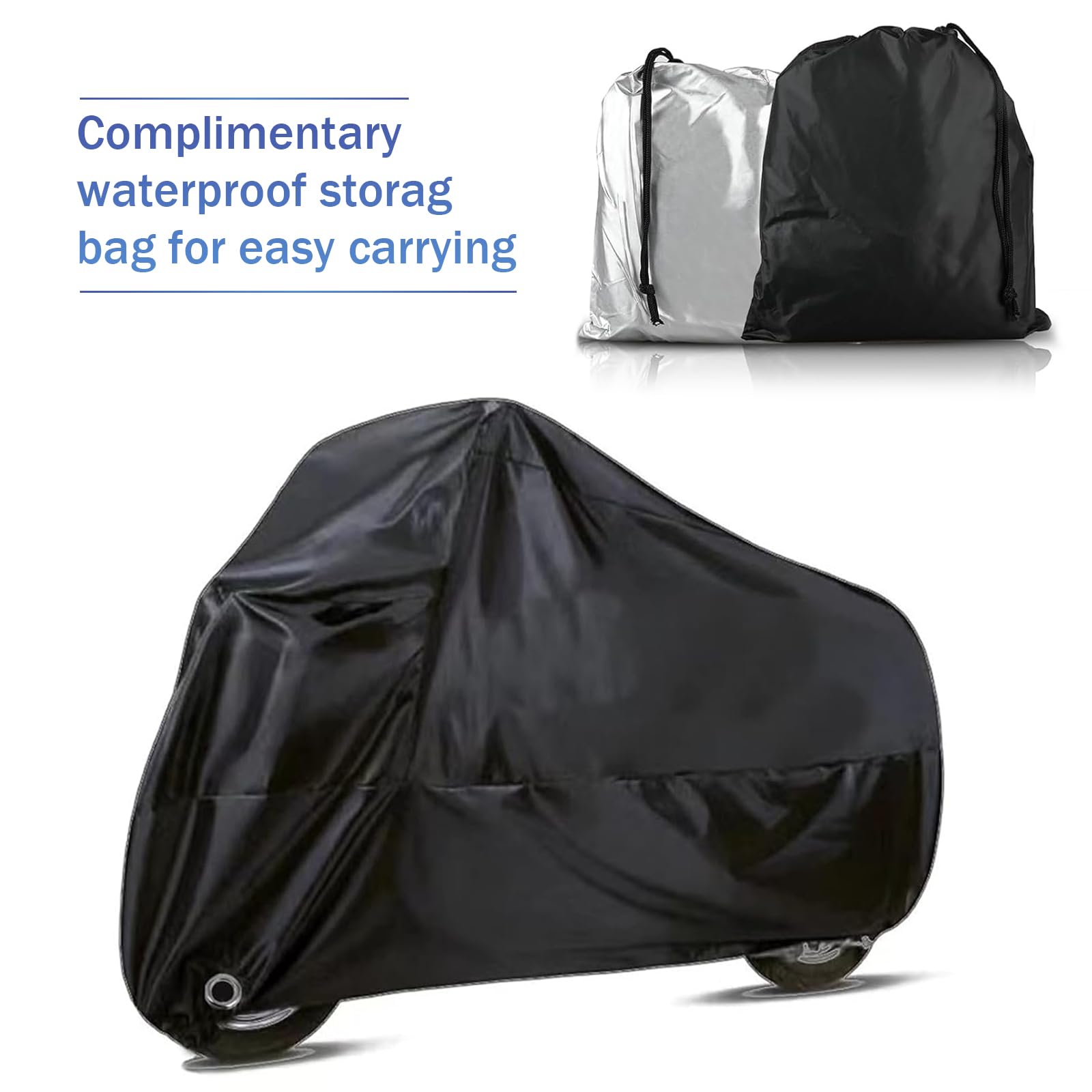 Funda para motocicleta, cubierta impermeable para motocicleta, cubierta protectora de cobertura completa con agujero de bloqueo antirrobo, universal para motocicletas (negro)