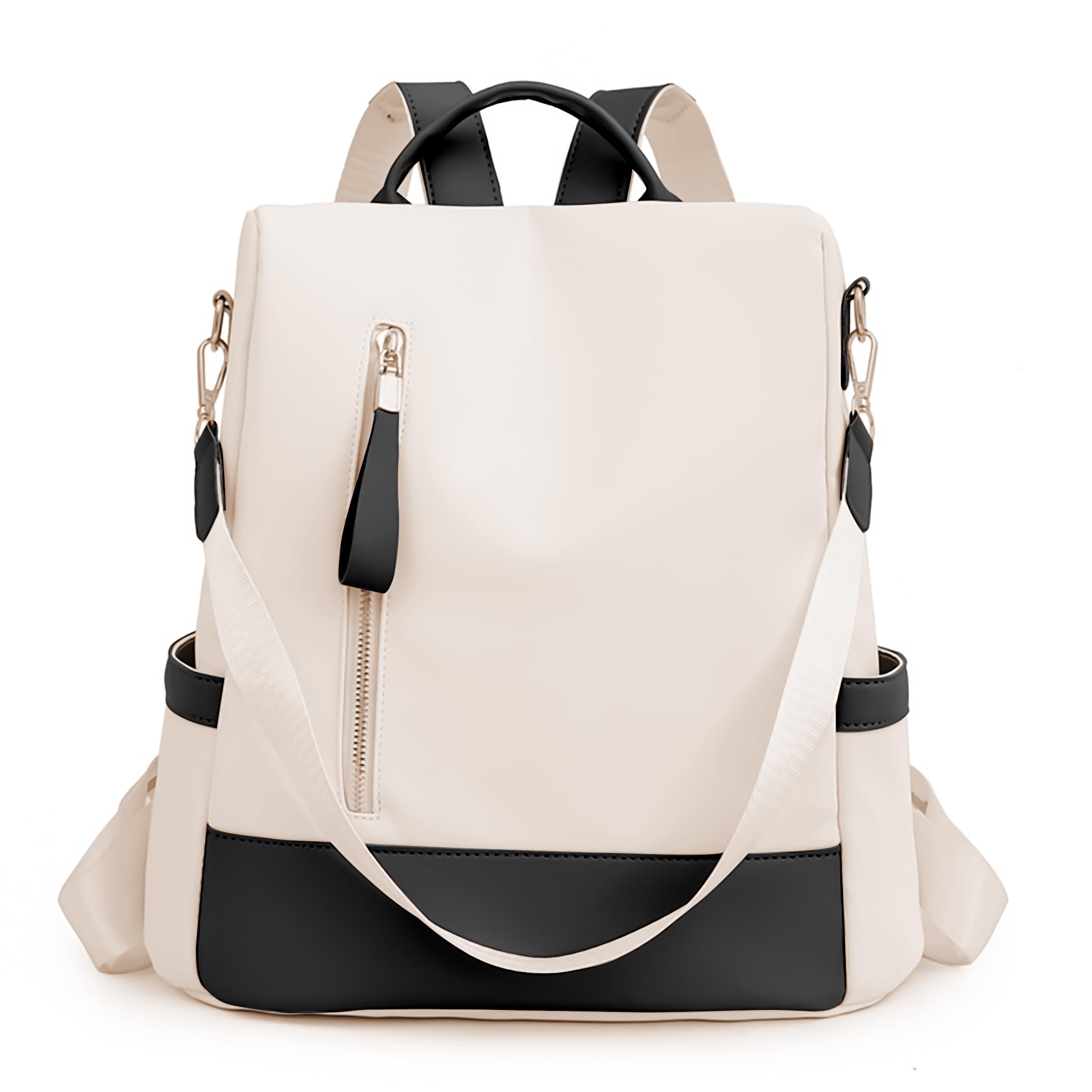 2024 New Artistic National Style Oxford Small Capacity Antitheft Women's Bag Generation Backpack (CreamBlack)