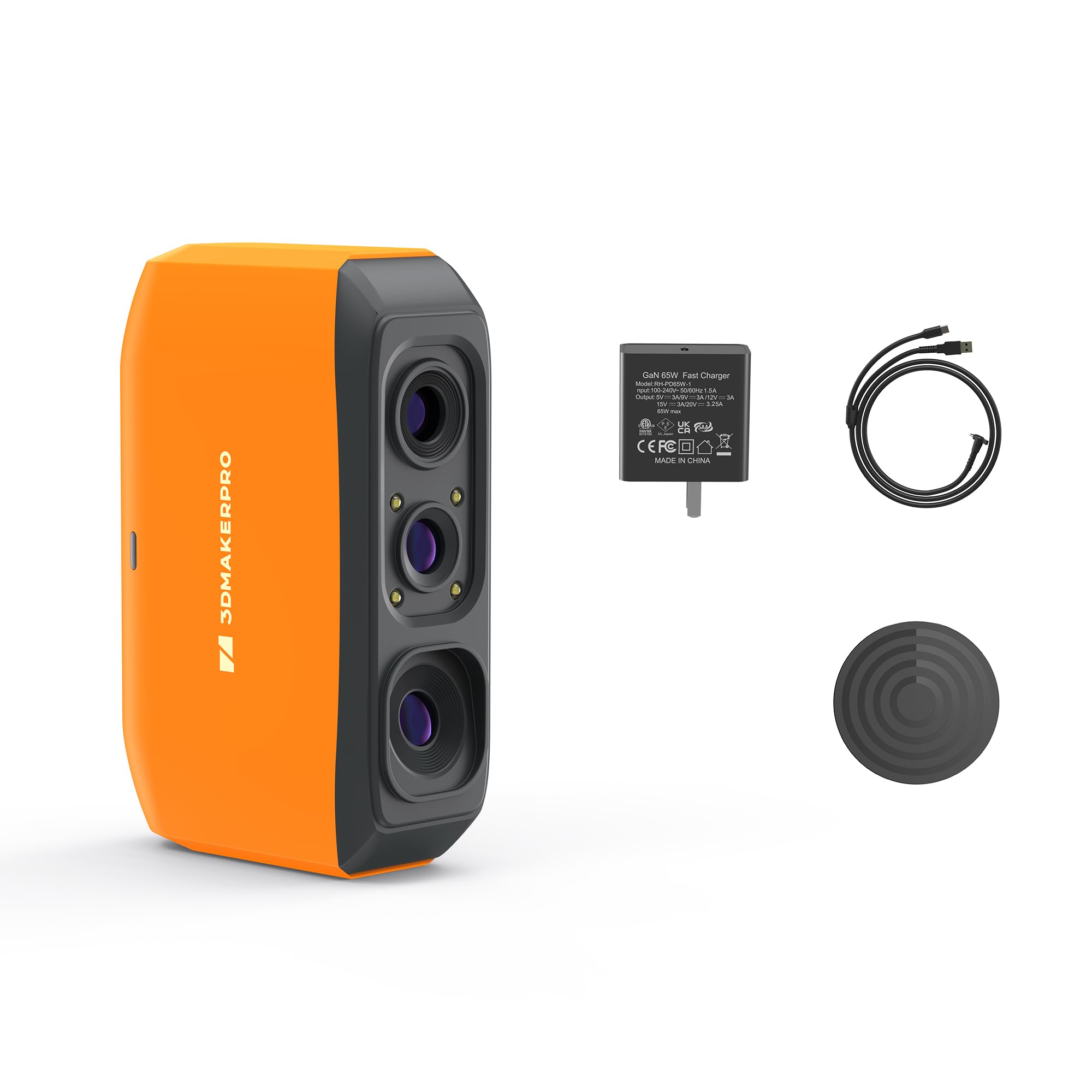 3DMakerpro Fox 3D Scanner für 3D Drucker, Handheld 3D-Scanner mit markerloser KI-Verfolgung, 0,07 mm Präzision, Schnelles Scannen für 3D-Modellierung, Einsteiger-freundlich, inkl. Drehteller