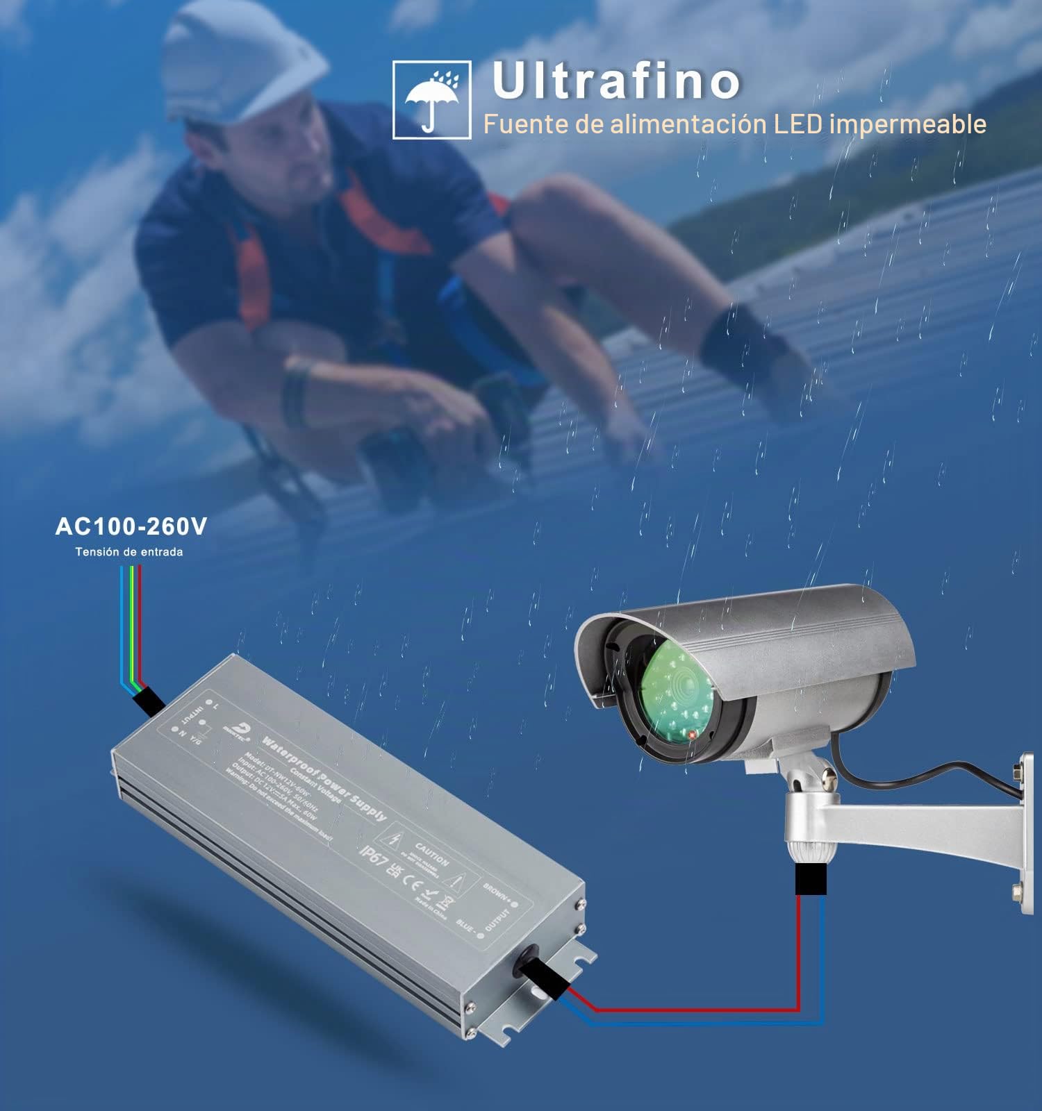 Transformador LED 24V 60W 2.5A, IP67 Driver Impermeable Ultrafino, Fuente de Alimentación LED Interior o Exterior, Voltaje Constante Adaptador para Tira de Luz y G4 MR16 Luces LED, DUSKTEC | Transfo 220 V/230 V AC a DC, controlador LED de baja tensión con