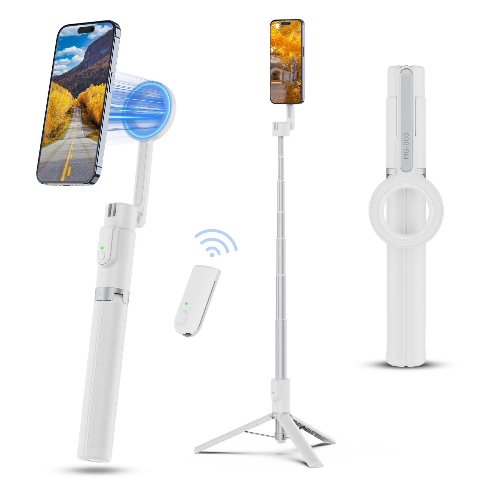 ULANZI 54'' Magnetic Selfie Stick Tripod Pro, All-in-One Phone Tripod w Magnetic Phone Holder & Detachable Wireless Remote, C/W Magsafe, for iPhone 16