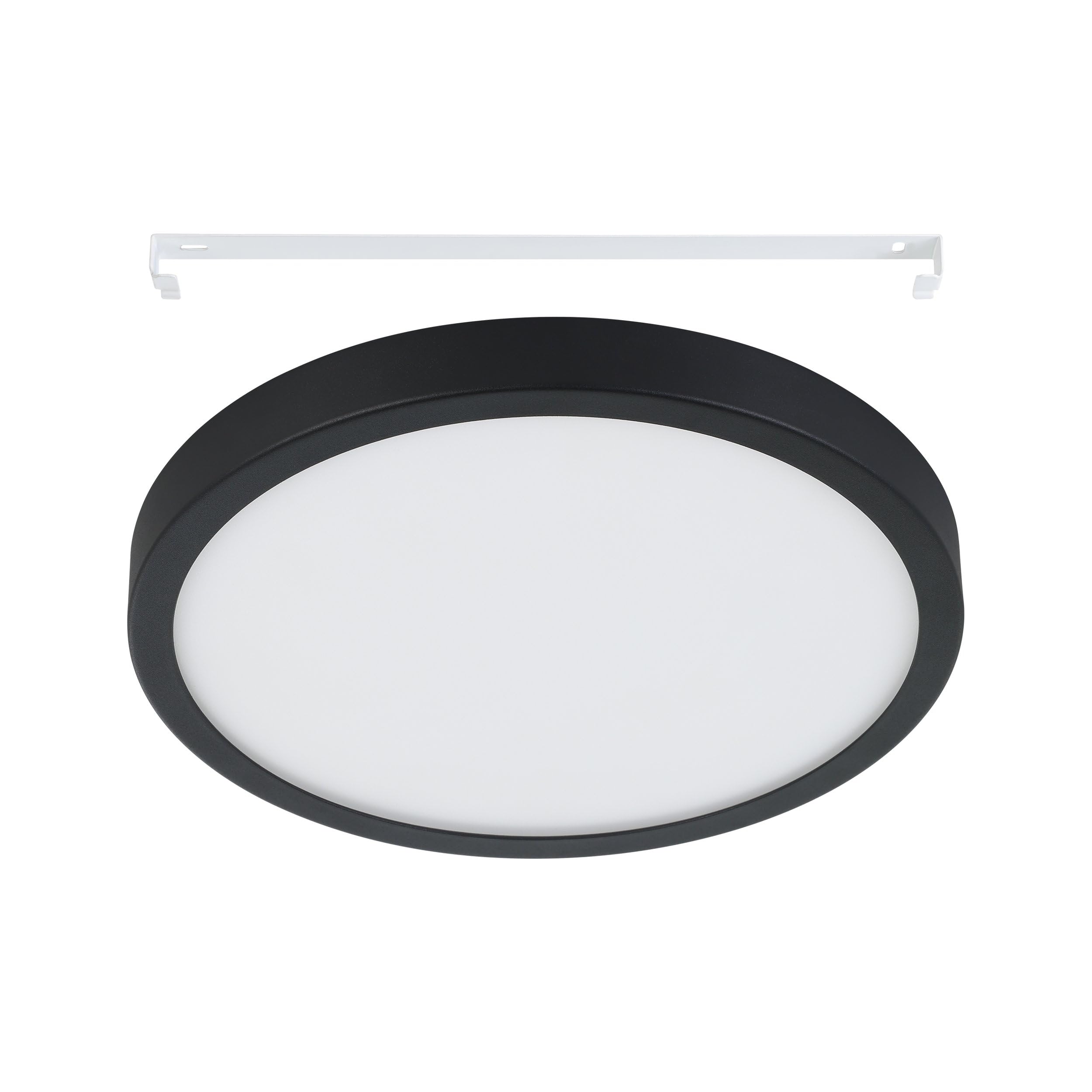 EGLO connect.z Smart-Home LED Bad-Deckenlampe Fueva-Z, Ø 28,5 cm, ZigBee | App und Sprachsteuerung Alexa, Lichtfarbe (warmweiß-kaltweiß), dimmbar, Alu Aufbauleuchte schwarz, IP44