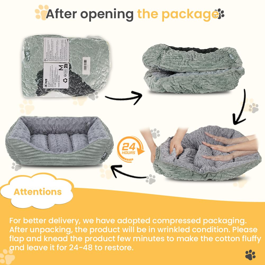 KYG Cama para Perros Medianas, Cama Perro Lavable, Cesta para Perros Mullida, Colchón para Perro Suave y Cálido, 75 x 64 x 19cm