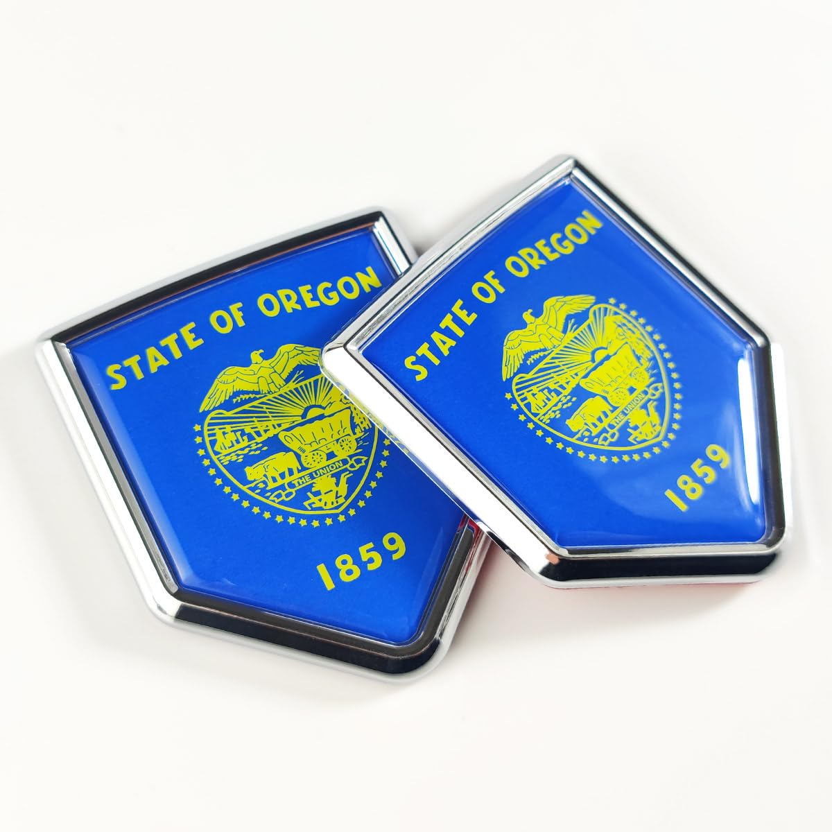 Newperlite Oregon Flag Decal Sticker Car Emblem Oregon Flag Car Decoration Accessories Chrome Shield for Truck Vehicles Cars, 2 Pack