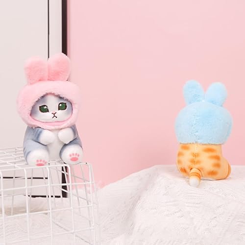 Miniatura 6 de LEAQU Lindo juguete de peluche de conejo de gatito, lleva tocado de conejo, lindo peluche de gatito, para decoración de llavero, mochila, cumpleaños