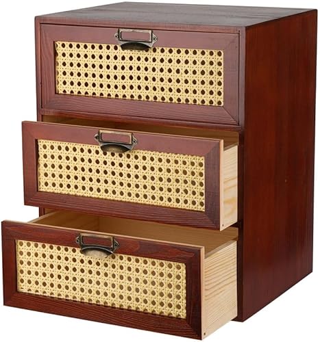 GoooodGIFT Caja de almacenamiento grande de madera, cajones de ratán, cajones de madera, gabinete de boticario, cajones de boticario, gabinete