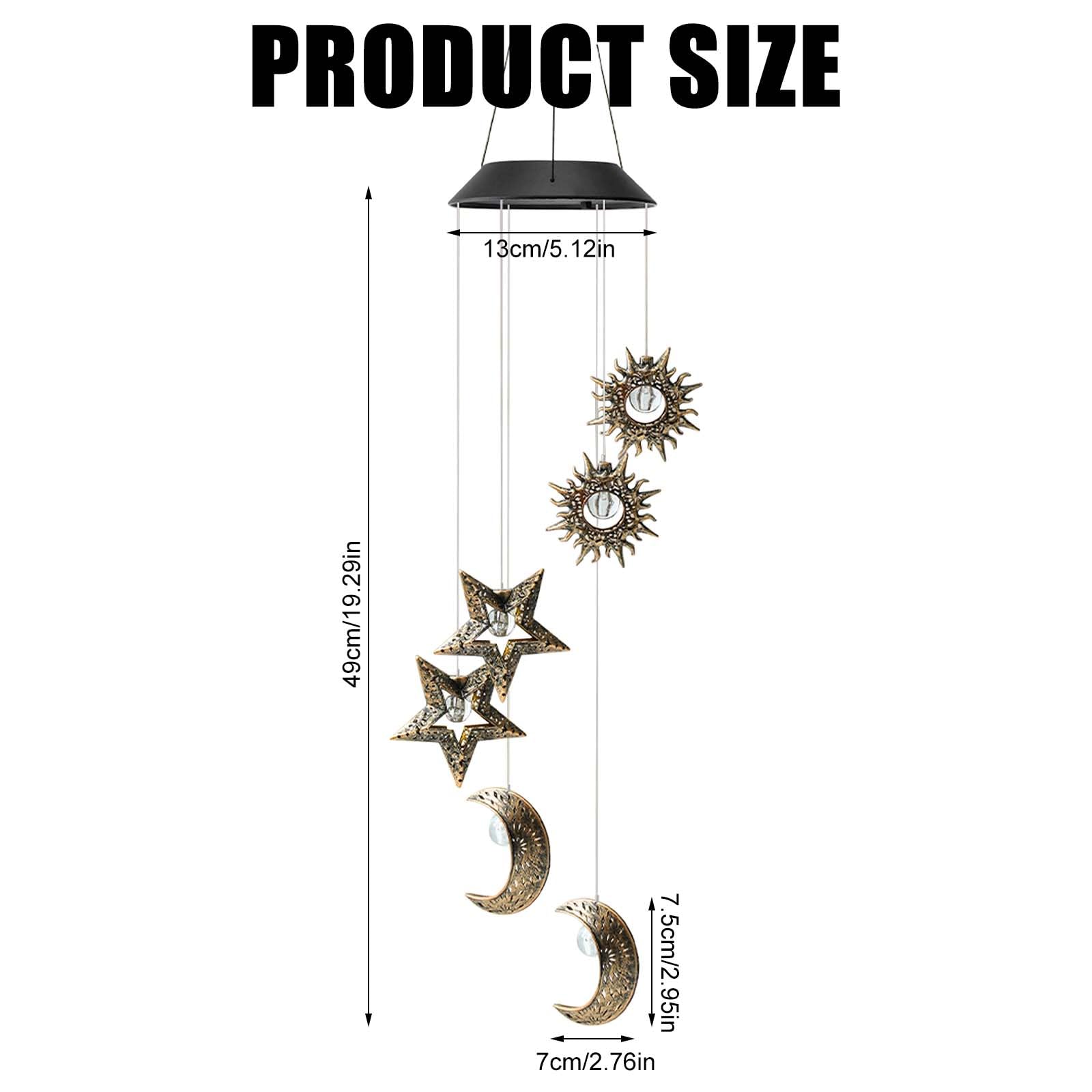 Carillon Solaire LED Étanche - Décoration Extérieure Avec Soleil, Lune Et Étoiles, Pour Jardin Ou Balcon