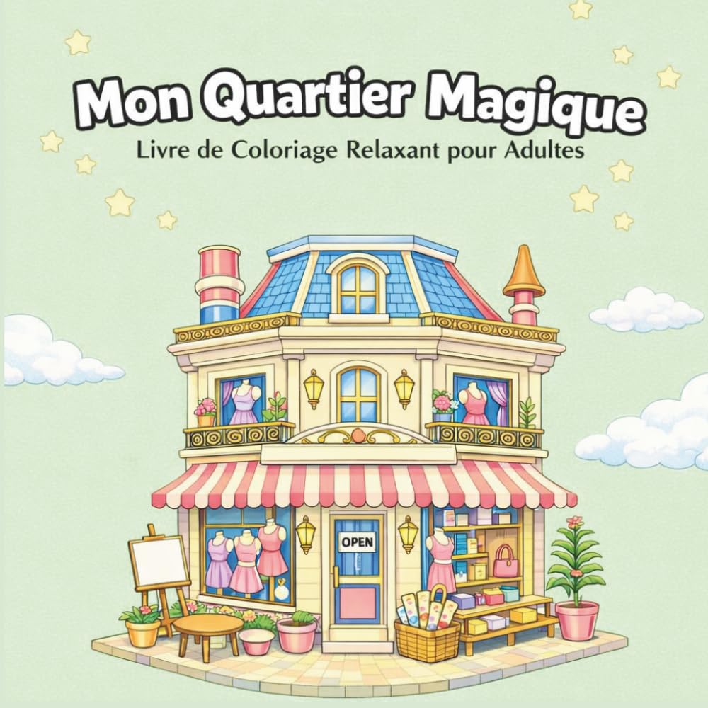 Mon Quartier Magique – Scènes Cozy à Colorier pour Adultes – Anti-Stress, Créativité et Bien-Être": Coloriage relaxant pour adultes – Quartier magique, boutiques et scènes apaisantes