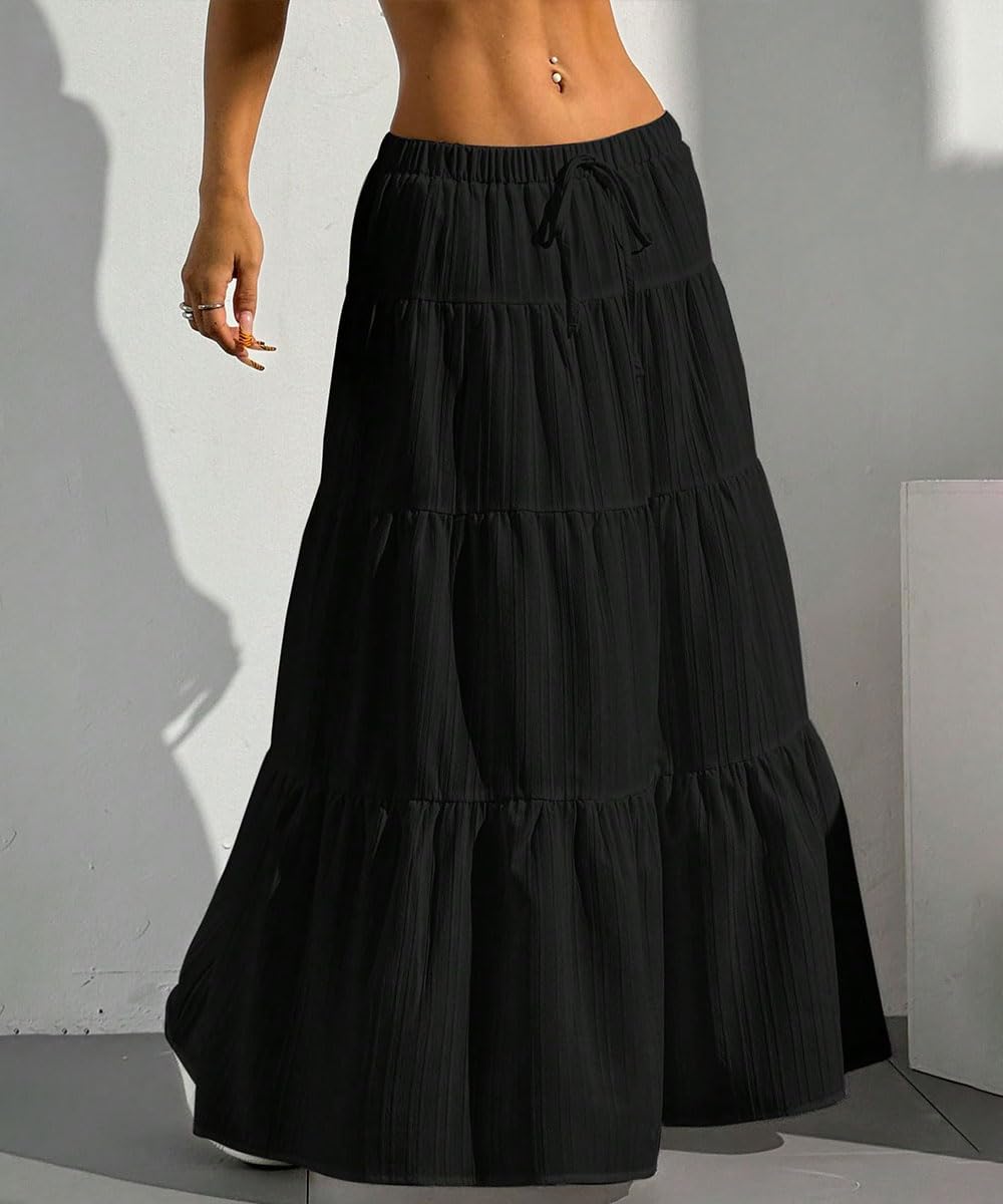 Gonna Donna Maxi Elegante Elastico Vita A-Linea Sciolto Abiti da Spiaggia Vacanze Estate Casual(Multicolore,S-XXL)