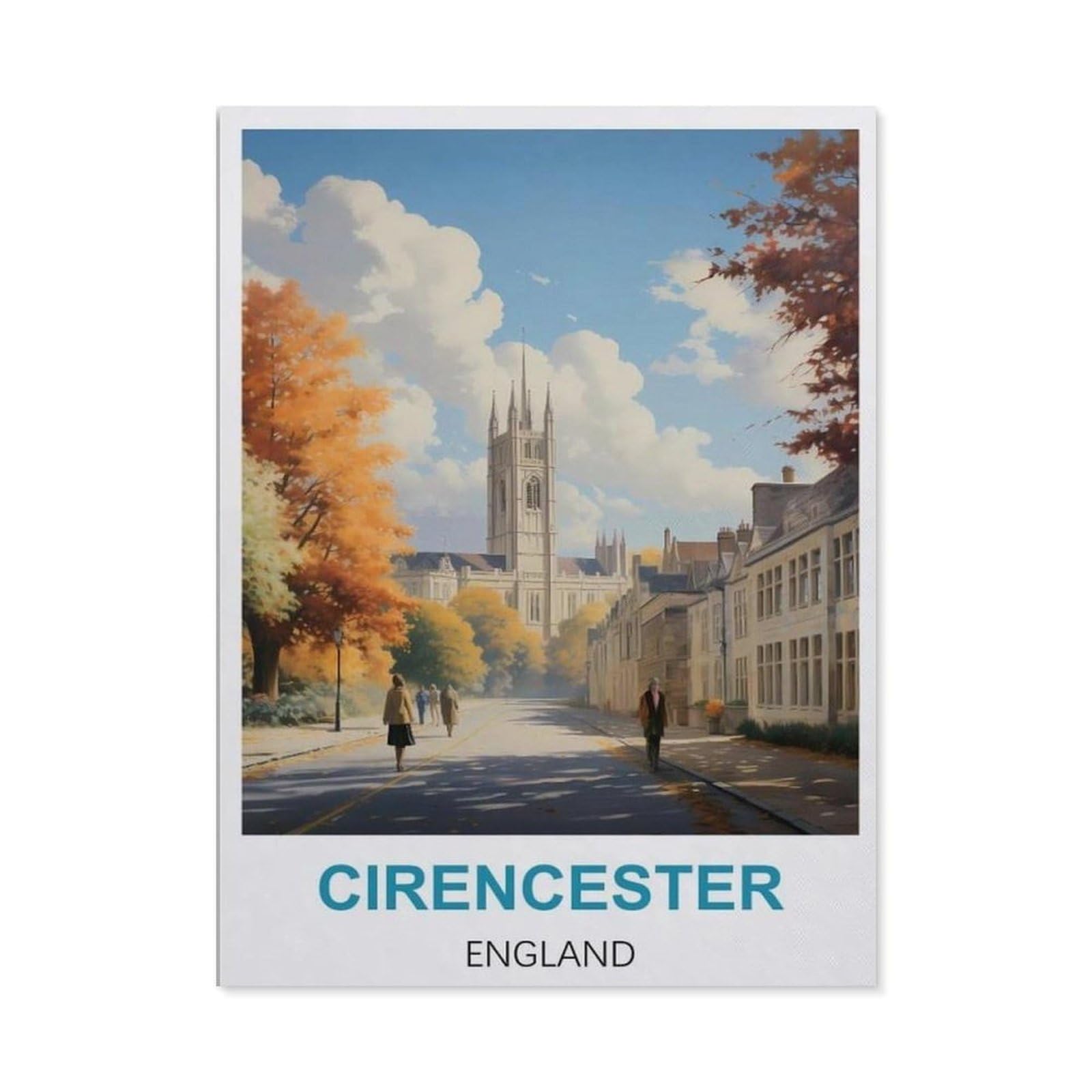 BEAYODKP Cirencester England Vintage Travel Posters，Diamond Art Kits for Adults and Kids, Full Drill Round Rhinestone Paint with Diamonds（50 x 60 cm/19.68 x 23.62 inches）-CB61