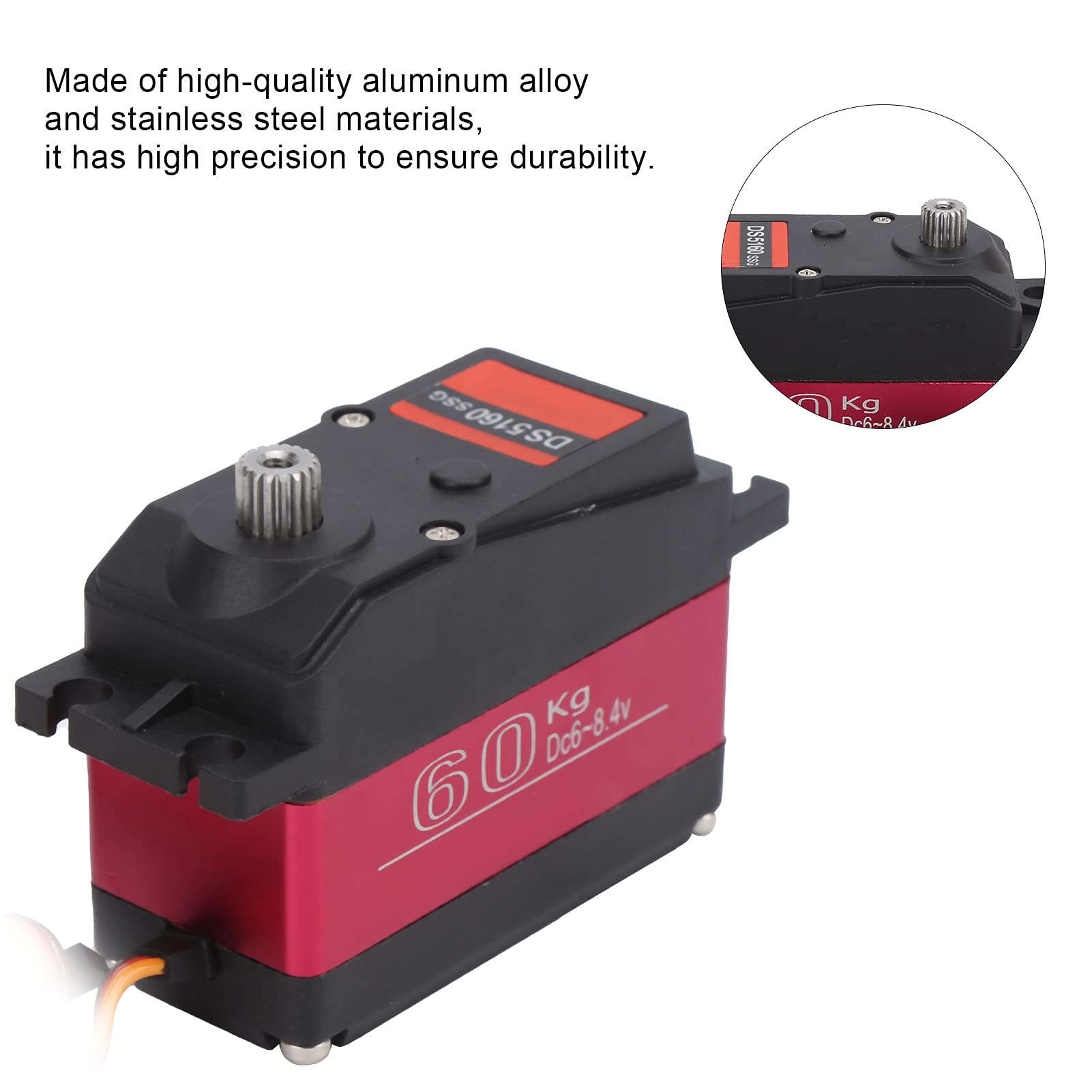 VGEBY Servo Digitale RC, Servo Digitale 60KG Ingranaggio Inossidabile Coppia Grande Servo Ad Alta velocità per Auto RC Aerei Ad Ala Fissa Telecomando Barche Robot