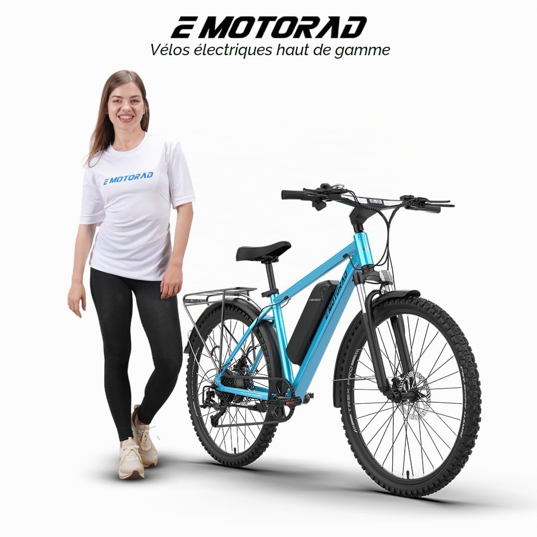 EMotorad T-Rex Pro | Vélo Électrique Tout-Terrain 250W | Batterie Amovible 13Ah | Autonomie jusqu'à 70 km | Moteur 36V 250W | Suspension 100 mm | Freins à Disque | Guidon Intégré avec Écran i13