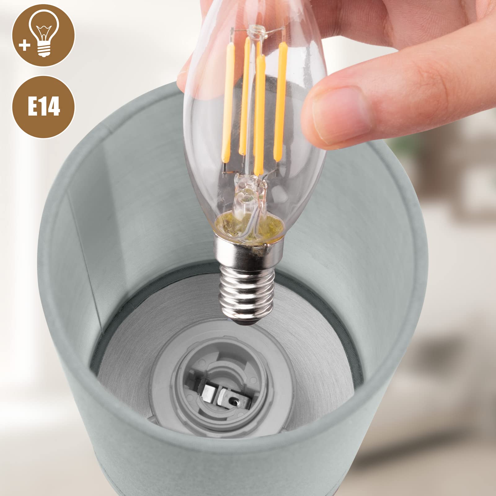 Monzana 2x Lámparas de Mesita de Noche LED Táctil Dormitorio Escritorio E14 Atenuable Níquel Satinado Gris