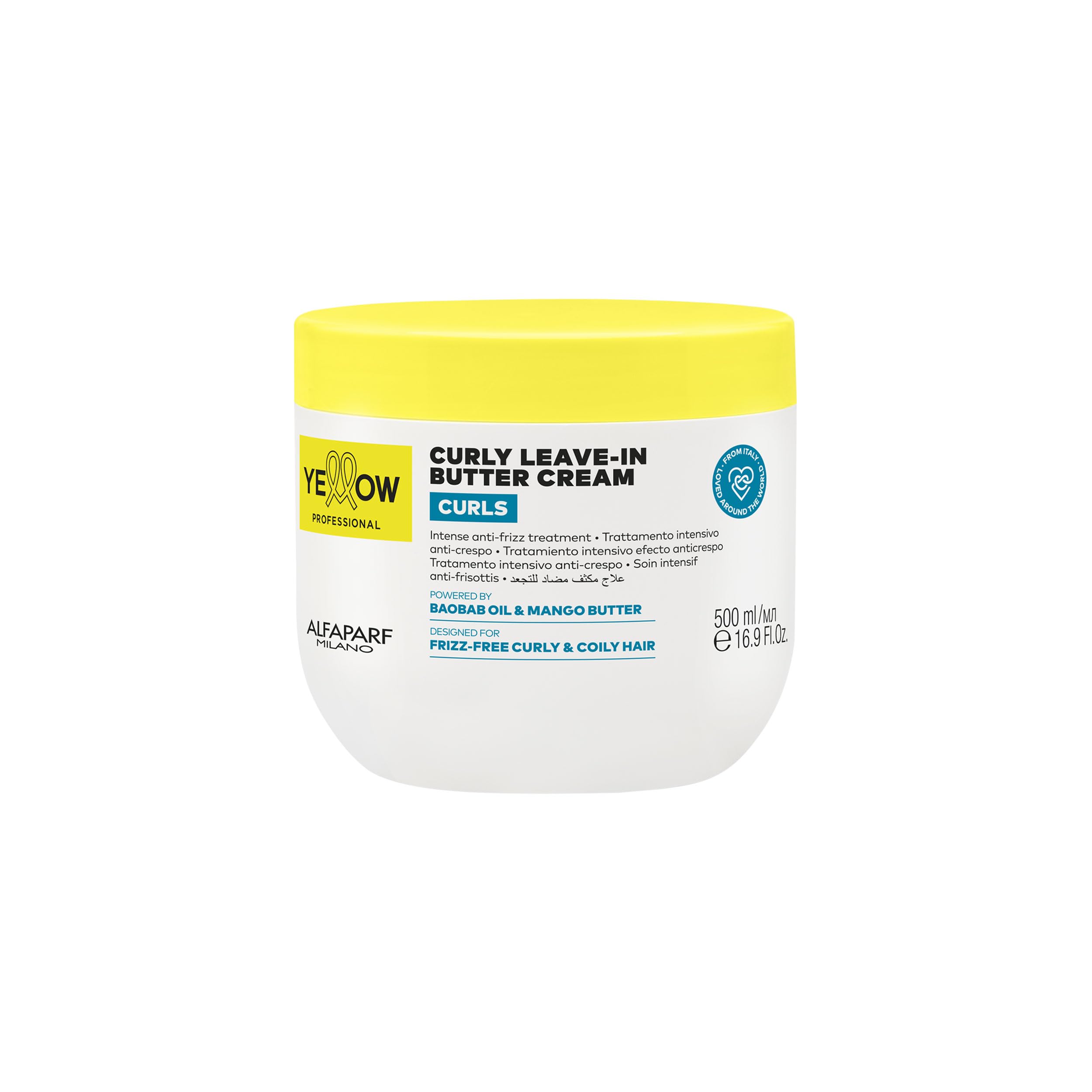 YELLOW PROFESSIONAL CURLS CURLY LEAVE-IN BUTTER CREAM 500 ml Trattamento intensivo anti-crespo per capelli mossi, ricci e coily
