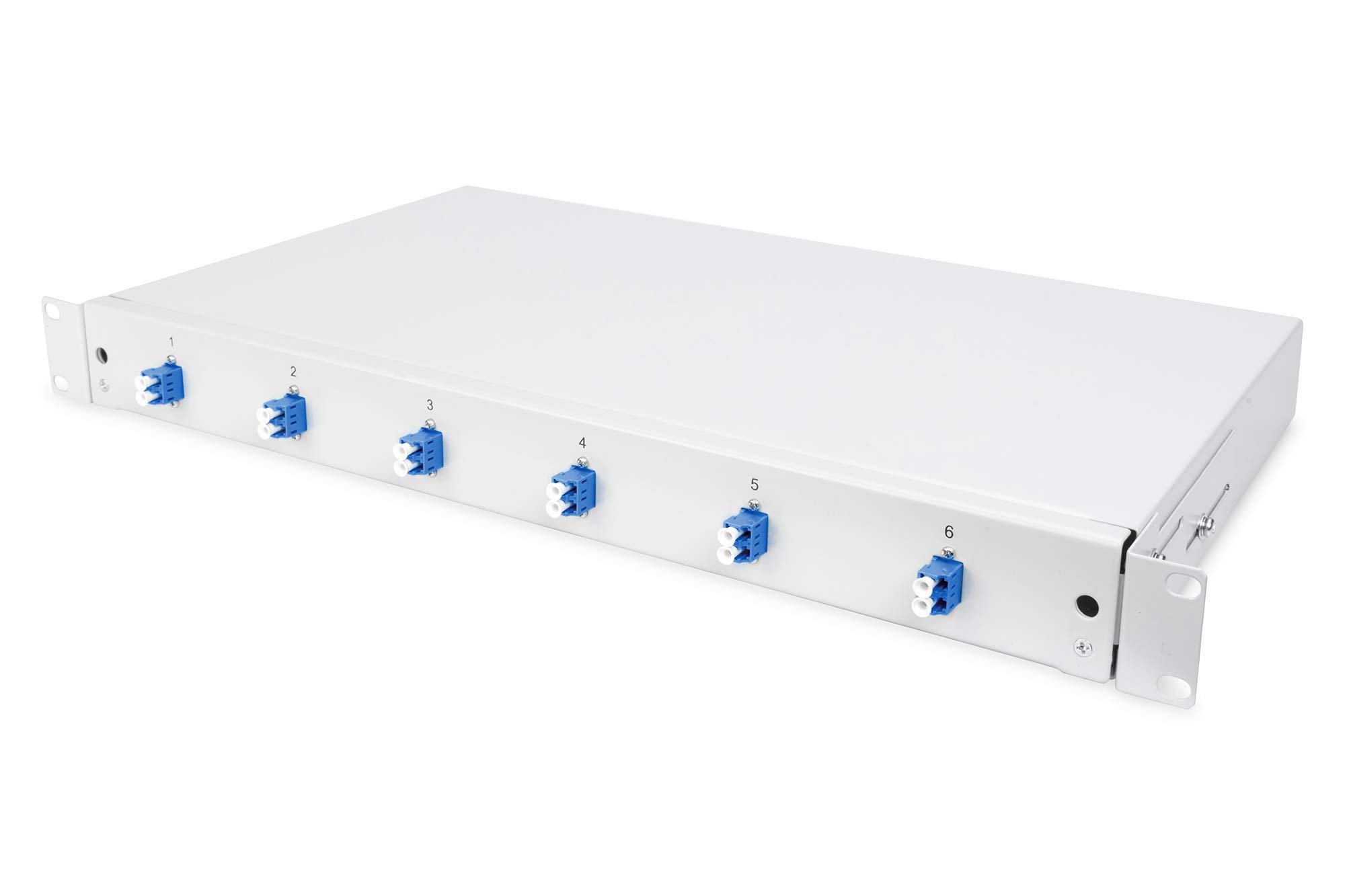 DIGITUS boîte d'épissure Fibre Optique 6 couplages - LC - OS2-1U - 19 Pouces - Single-Mode Simplex - avec Cassette d'épissure - Montage en Rack