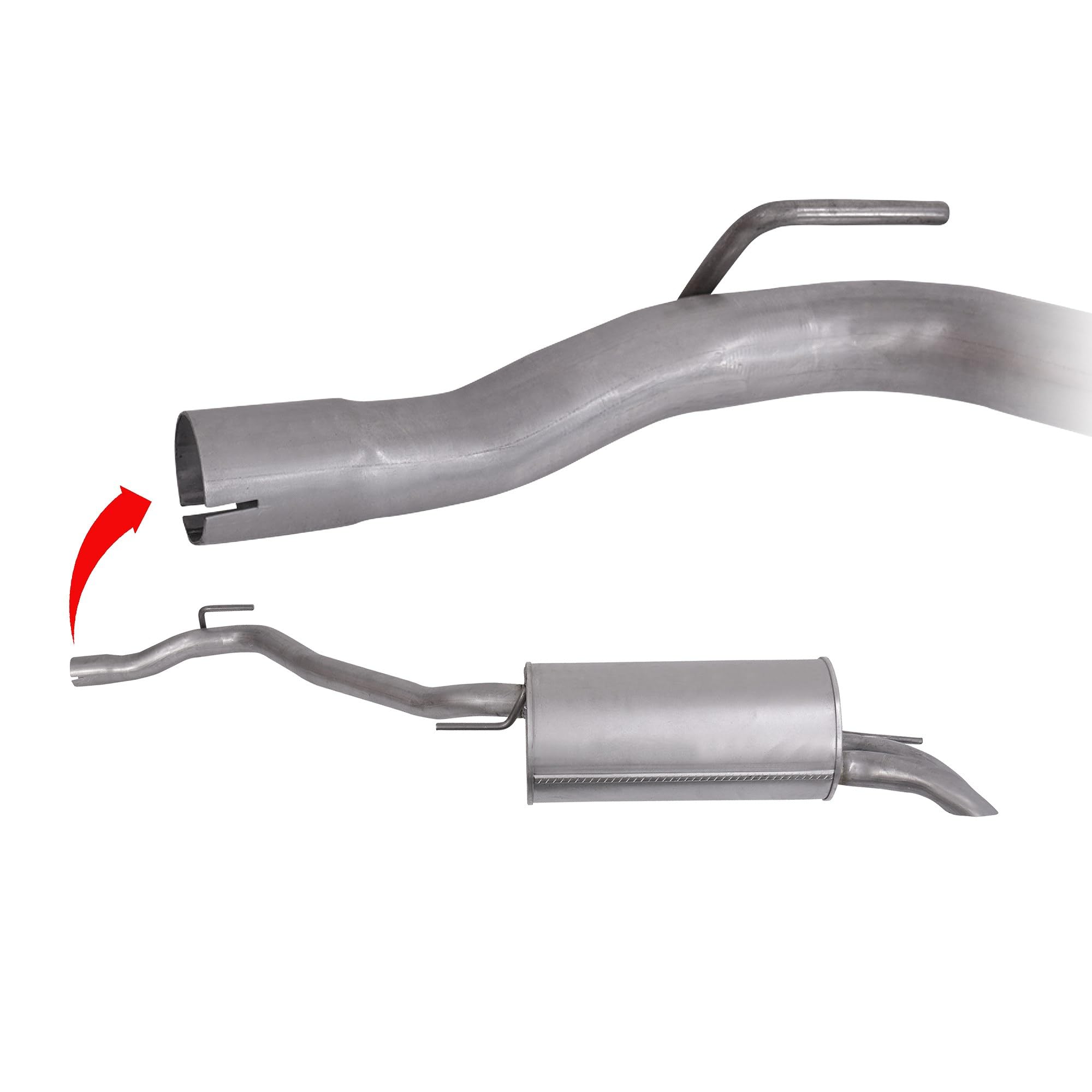 BESTPRICE Auspuff Schalldämpfer Set 1x Mittelschalldämpfer, 1x Endschalldämpfer, mit Montagematerial Kompatibel mit VW TRANSPORTER T4