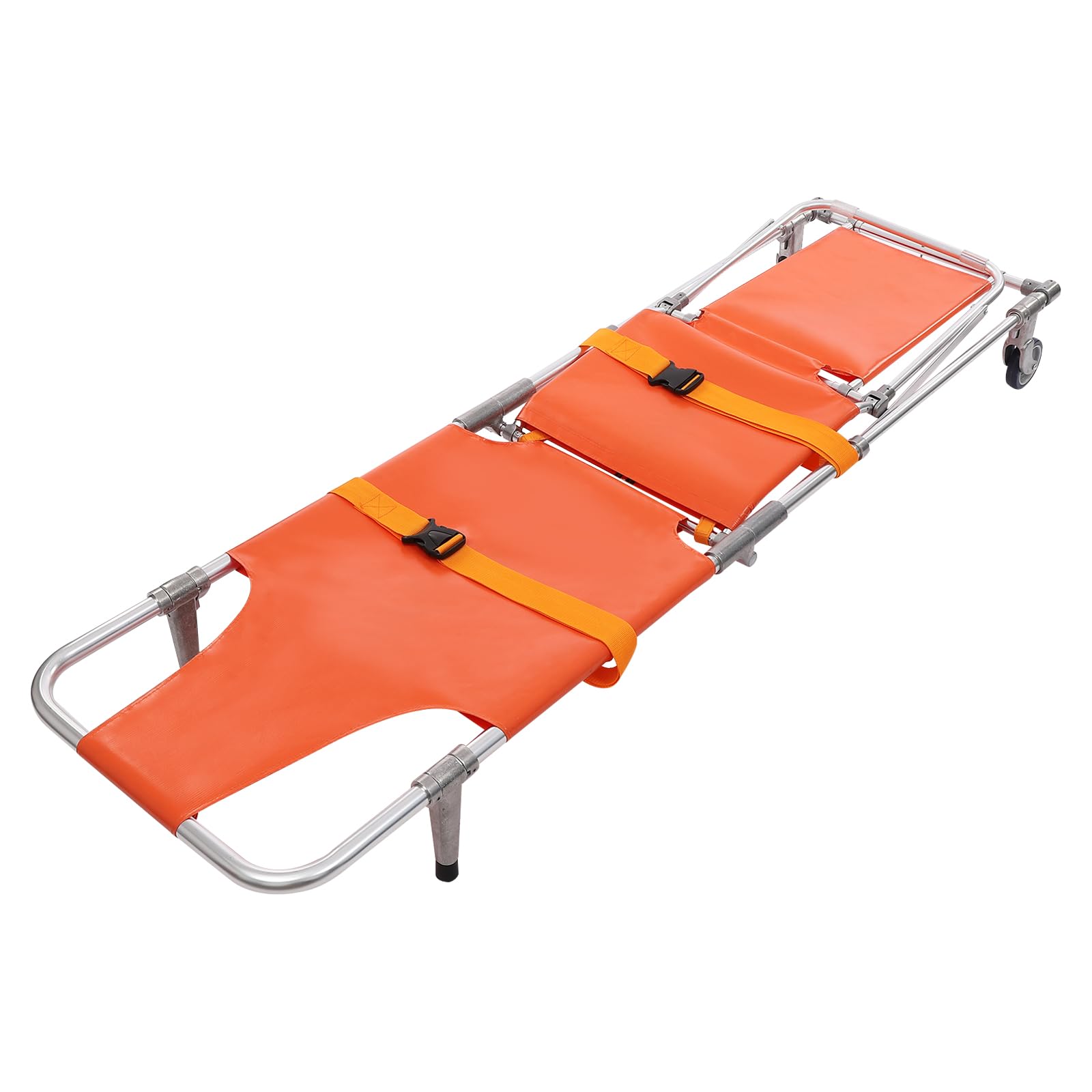 Camilla plegable para escaleras de hasta 160 kg, portapacientes de aluminio, 8 kg, plegable, con cinturones de seguridad y 2 ruedas, transportador de primeros auxilios profesional