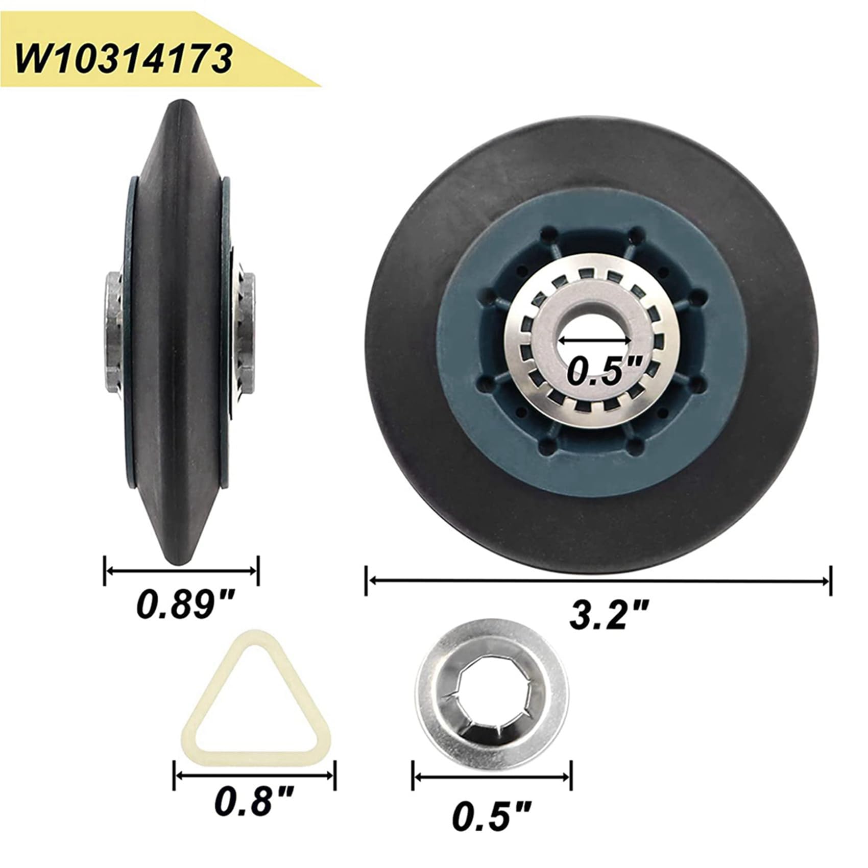 Paquete de 24 W10314173 Reemplazo del Rodillo del Tambor de la Secadora Compatible con el Kit de Soporte del Tambor del Rodillo WPW10314173 Piezas de la Secadora