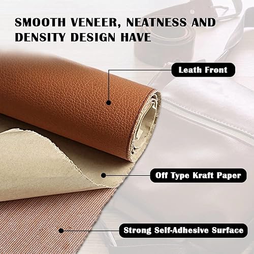 Miniatura 6 de Cinta de reparación de cuero grande de 20 x 55 pulgadas, parche de reparación de cuero autoadhesivo para sofás, muebles, asiento del conductor,