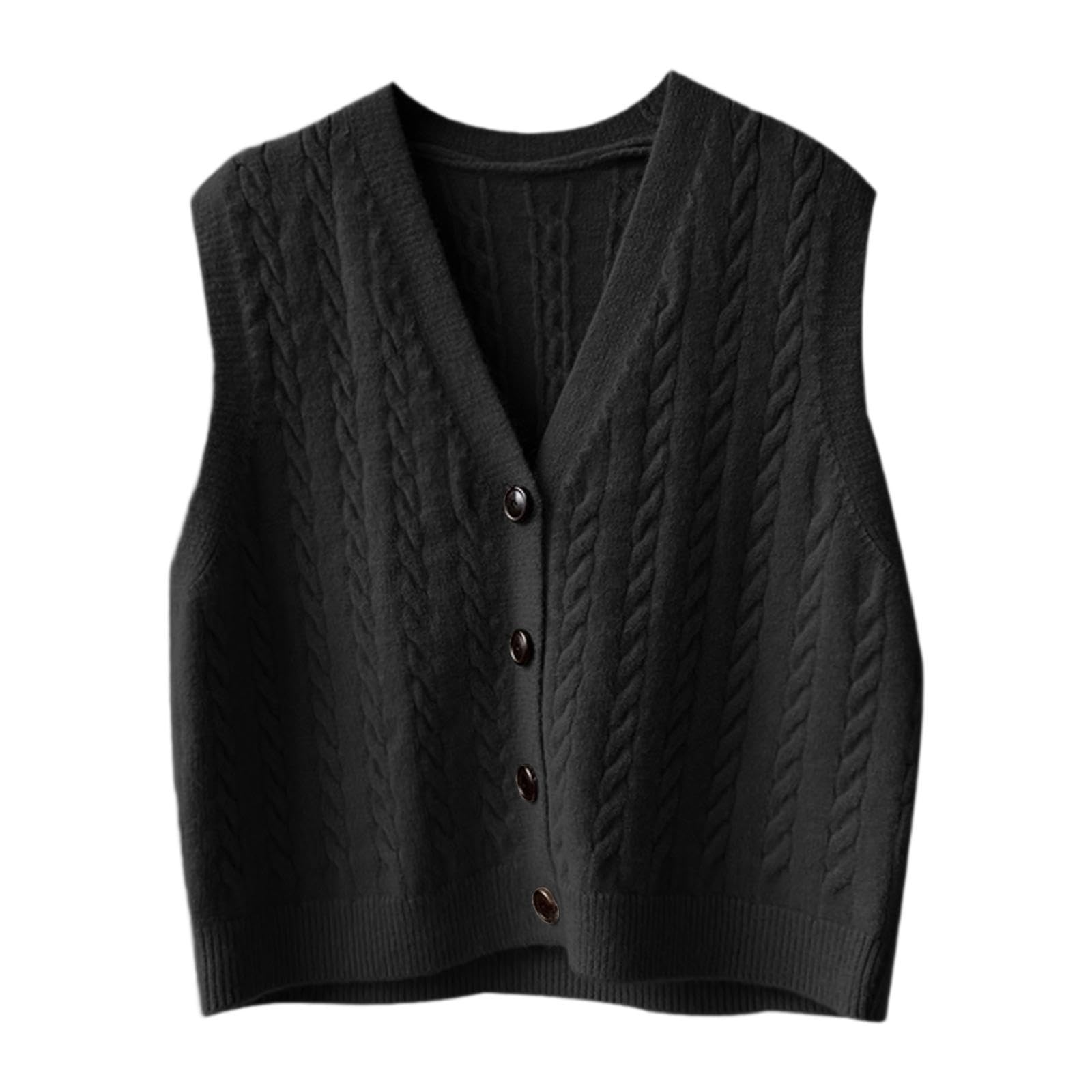 myaddiction Knit Vest Shopping Button Sport Fashion Clothing Vintage Design Lady Sweater Length 53cm Black-picture-55
