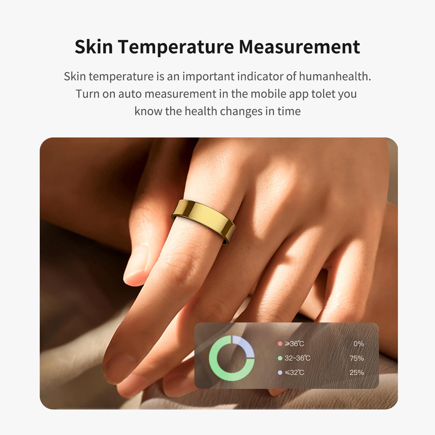 Anillo inteligente para mujeres y hombres, rastreador de sueño con monitoreo SPO₂/HRV, resistente al agua hasta 5 ATM, sin tarifa de suscripción, batería de 7 días para iOS y Android