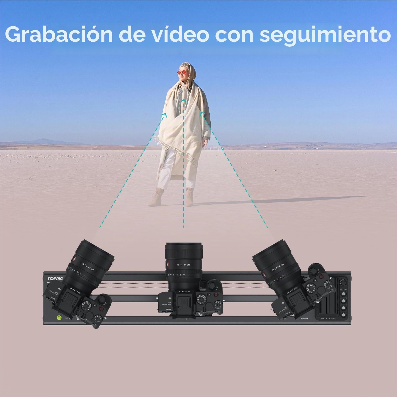 Accsoon Toprig S60 23,6"/60cm Deslizador de Video para cámara de Aleación de Aluminio, Motorizado por botón o App Bluetooth Control, panorámico de 120°, Fotografía de Lapso de Tiempo, Carga hasta 4kg