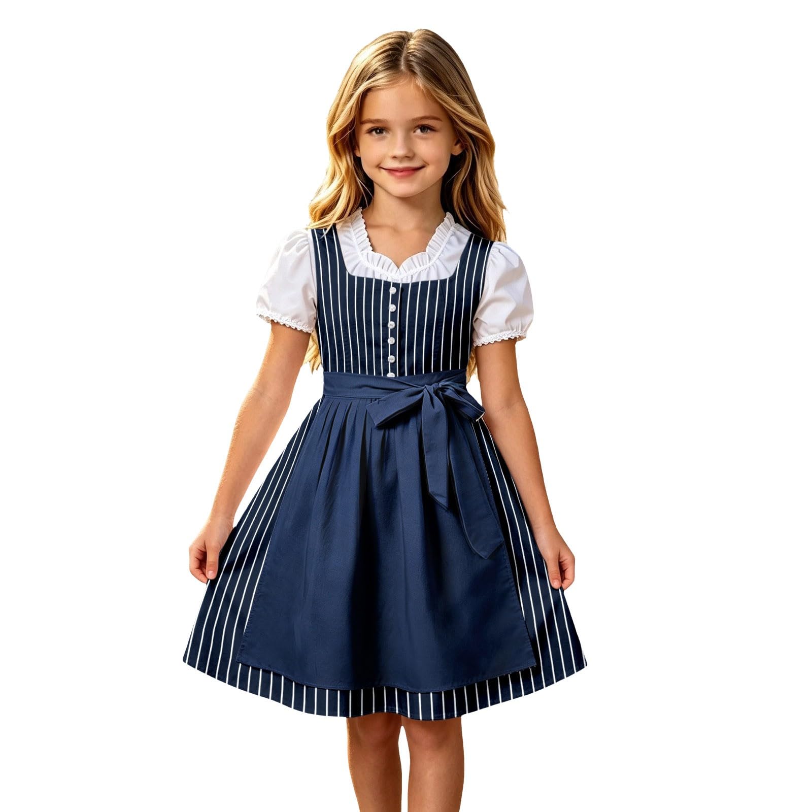 Girls Oktoberfest Costume Bavarian Beer Festival Dirndl Dress with Apron โ image 1